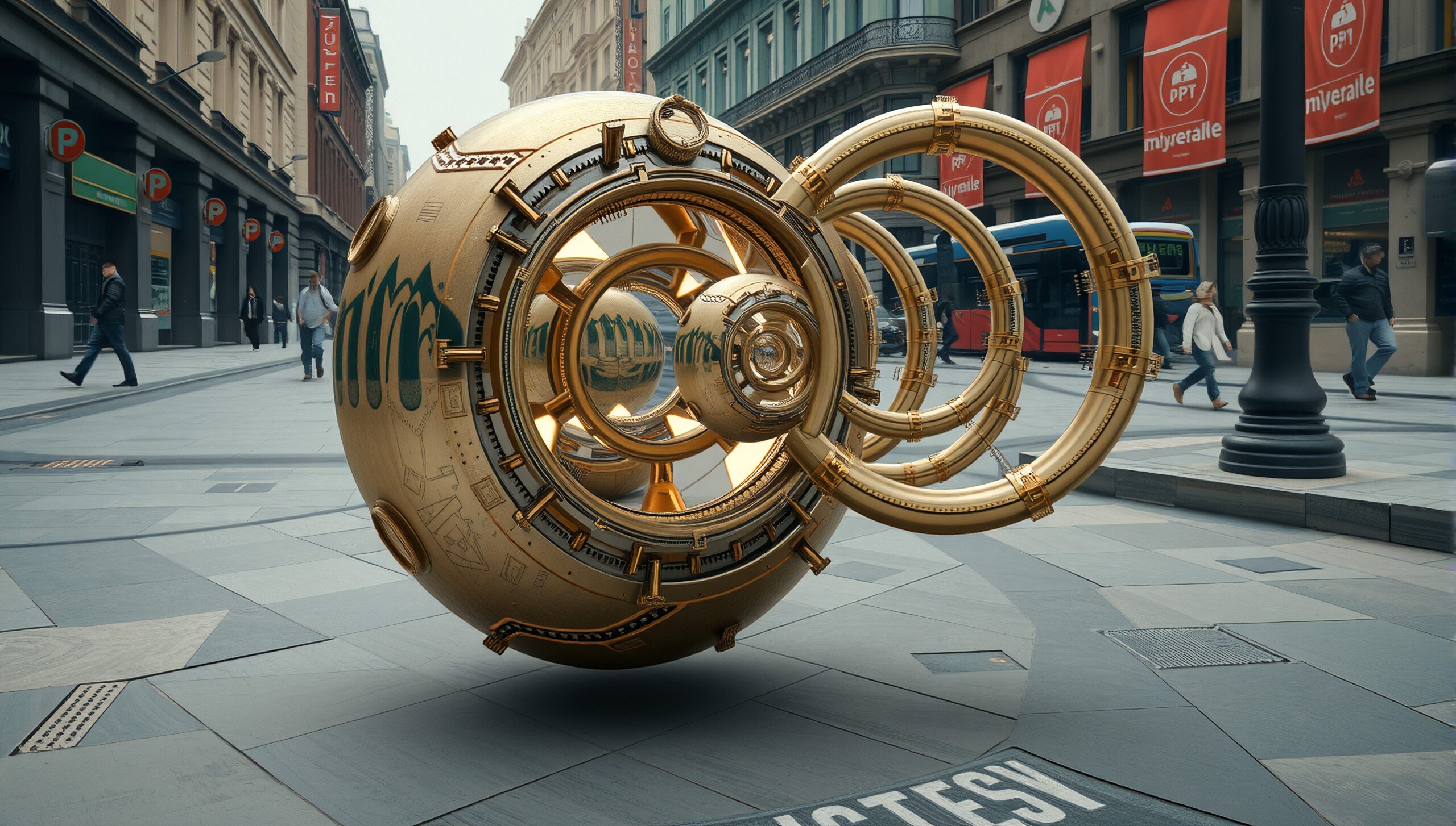 Futuristic Orb in Urban Landscape