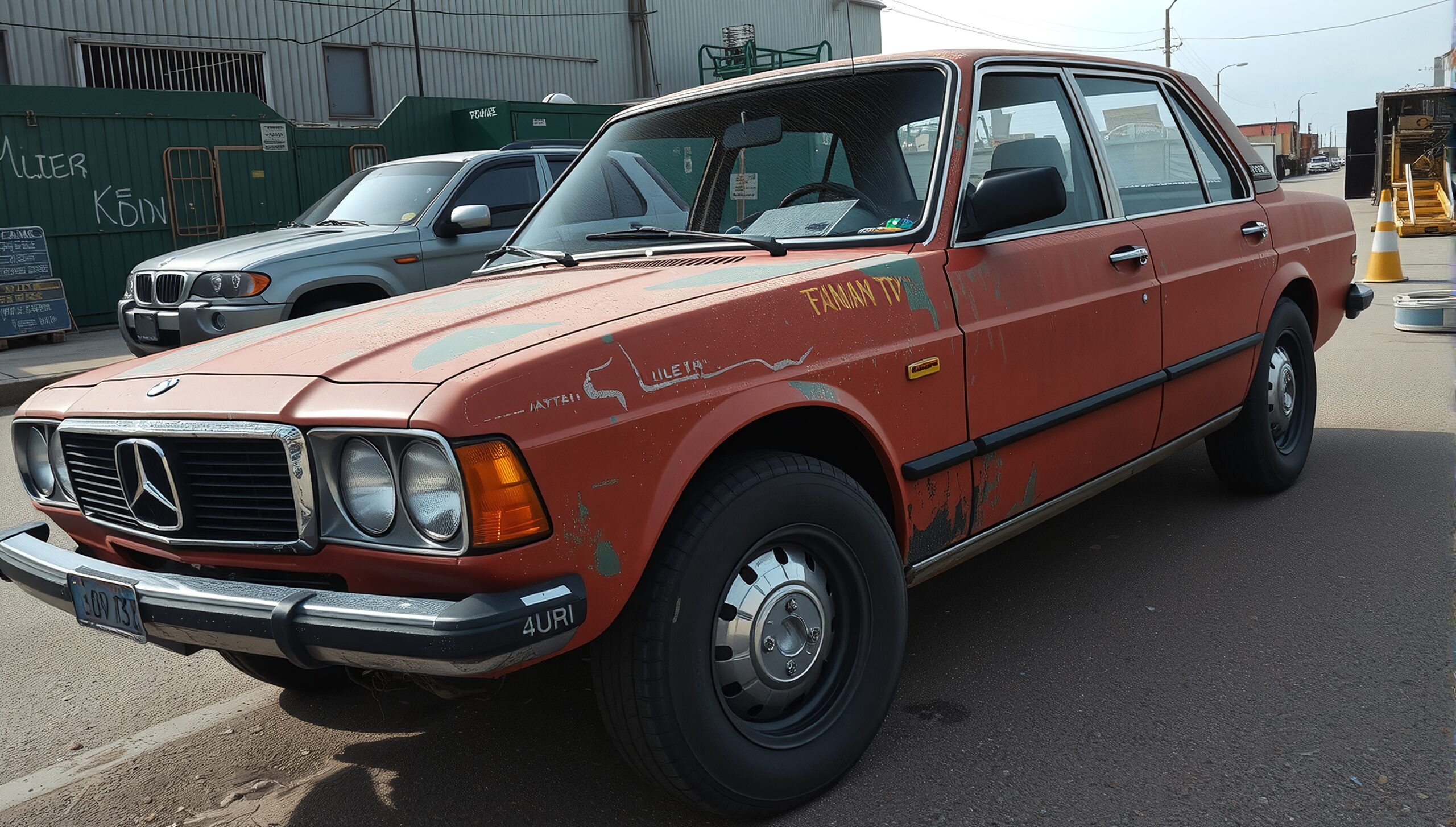 Vintage Mercedes in Urban Street