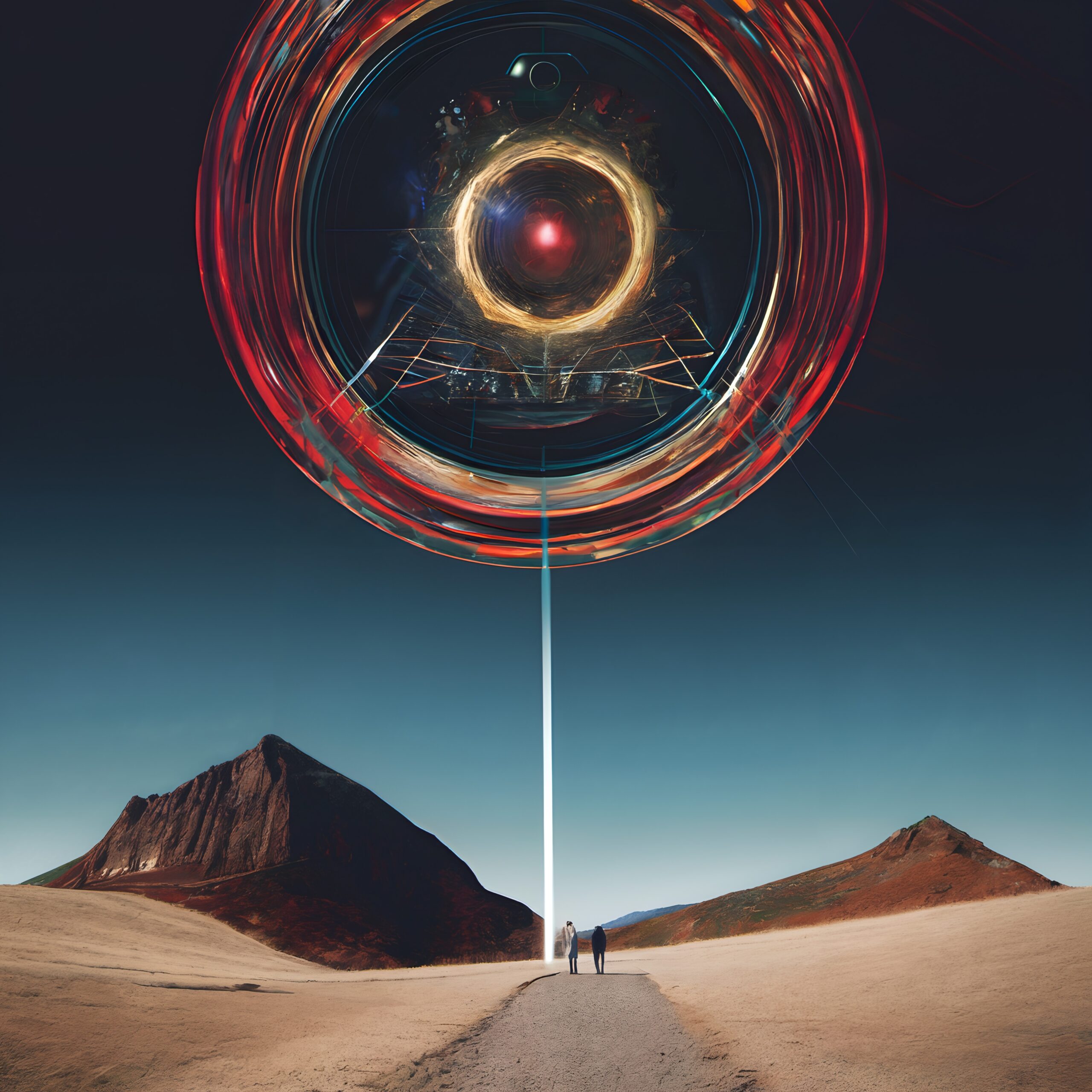 Mystical Beam in Desert Landscape