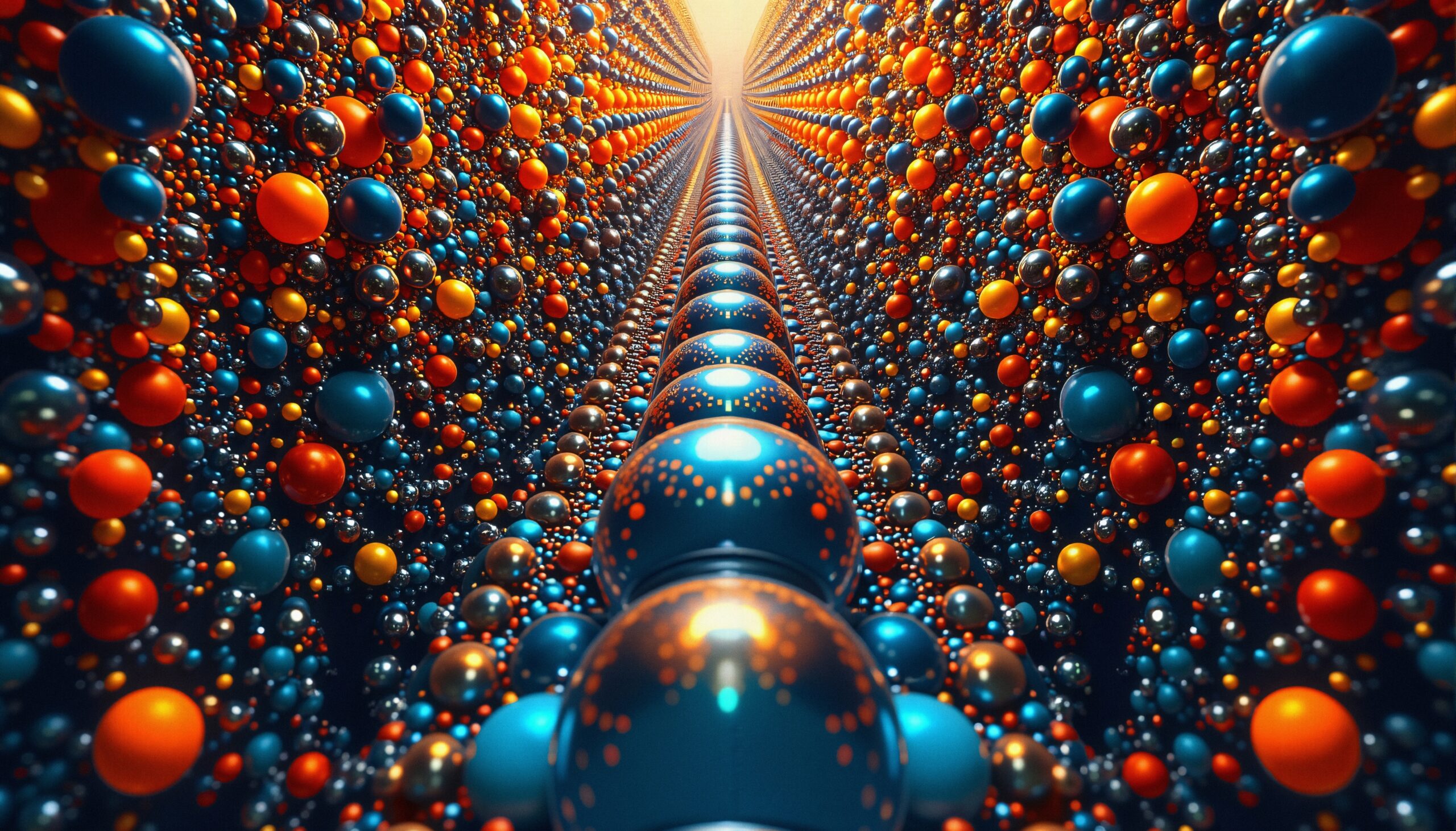 Vibrant Spheres in Endless Tunnel