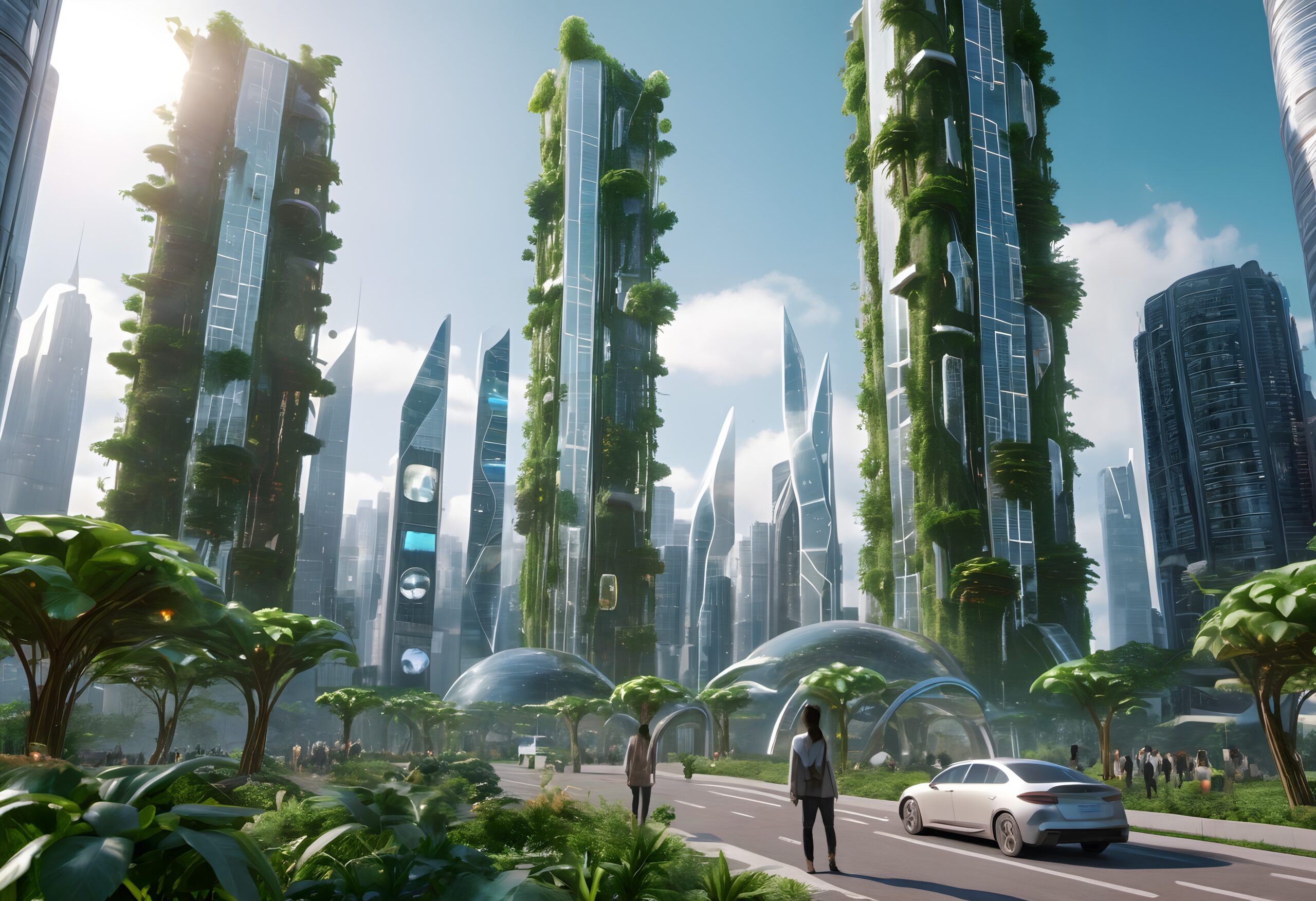 Futuristic Green Cityscape Vision