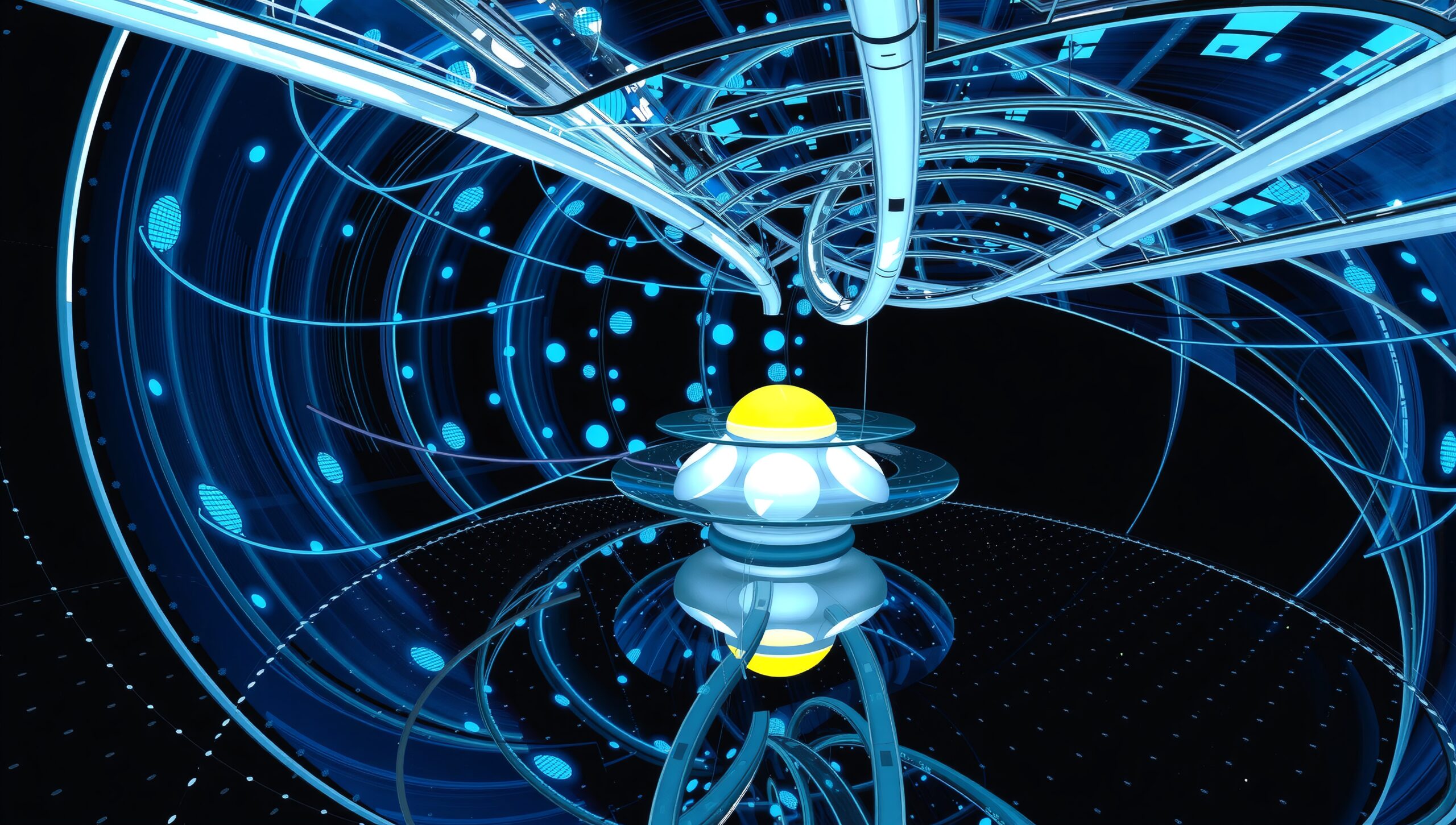 Futuristic Digital Space Tunnel
