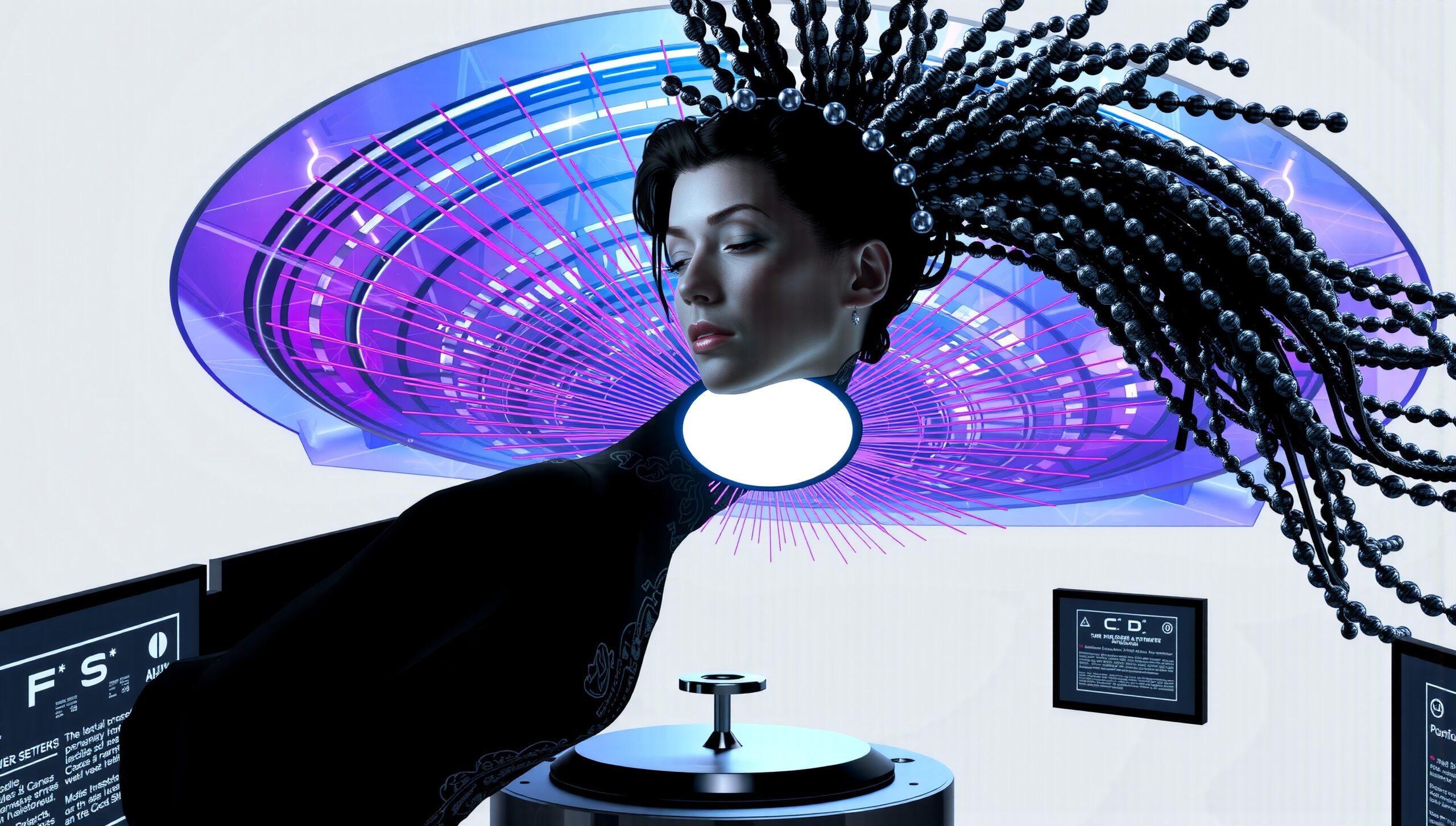 Futuristic digital art installation
