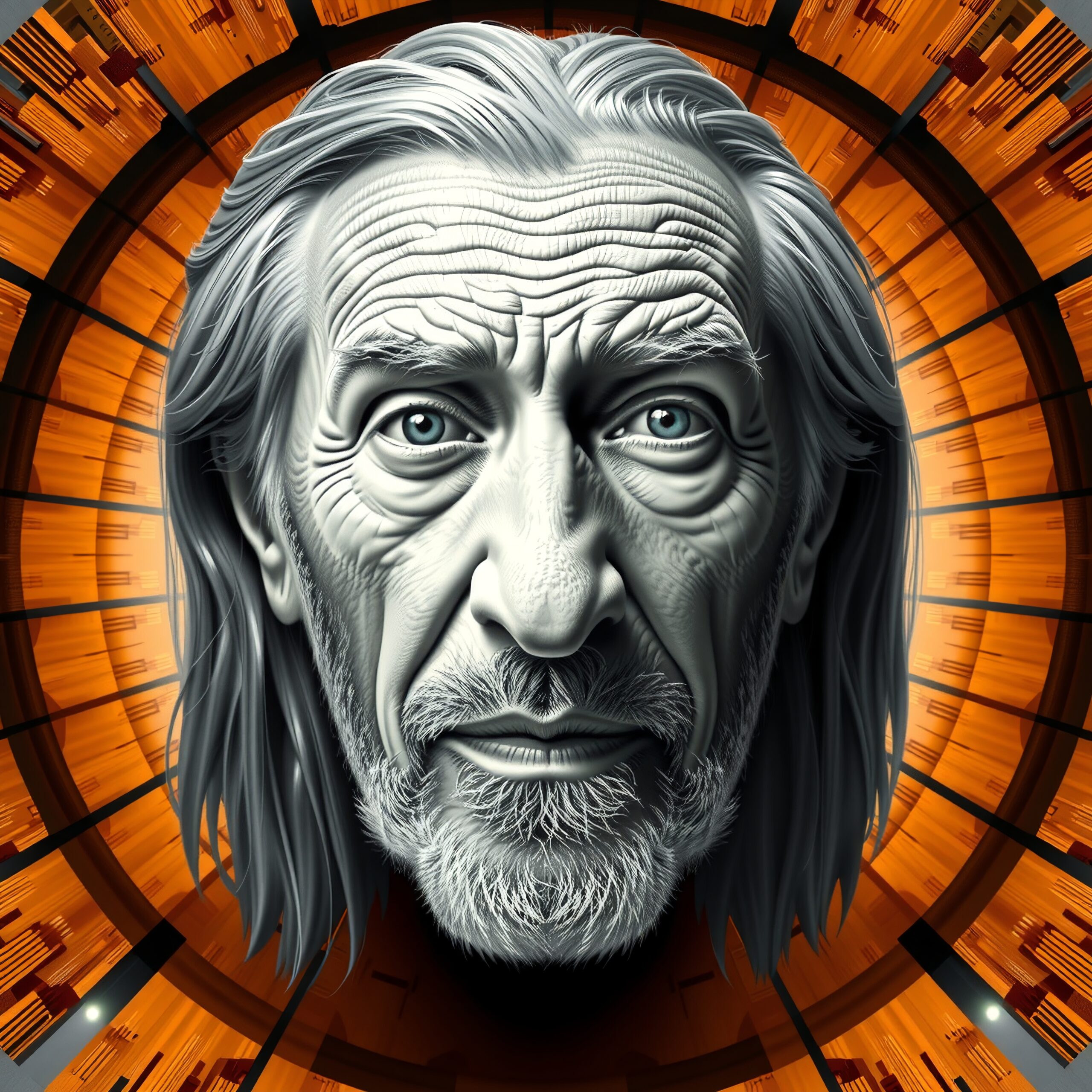 Futuristic Portrait in Abstract Tunnel