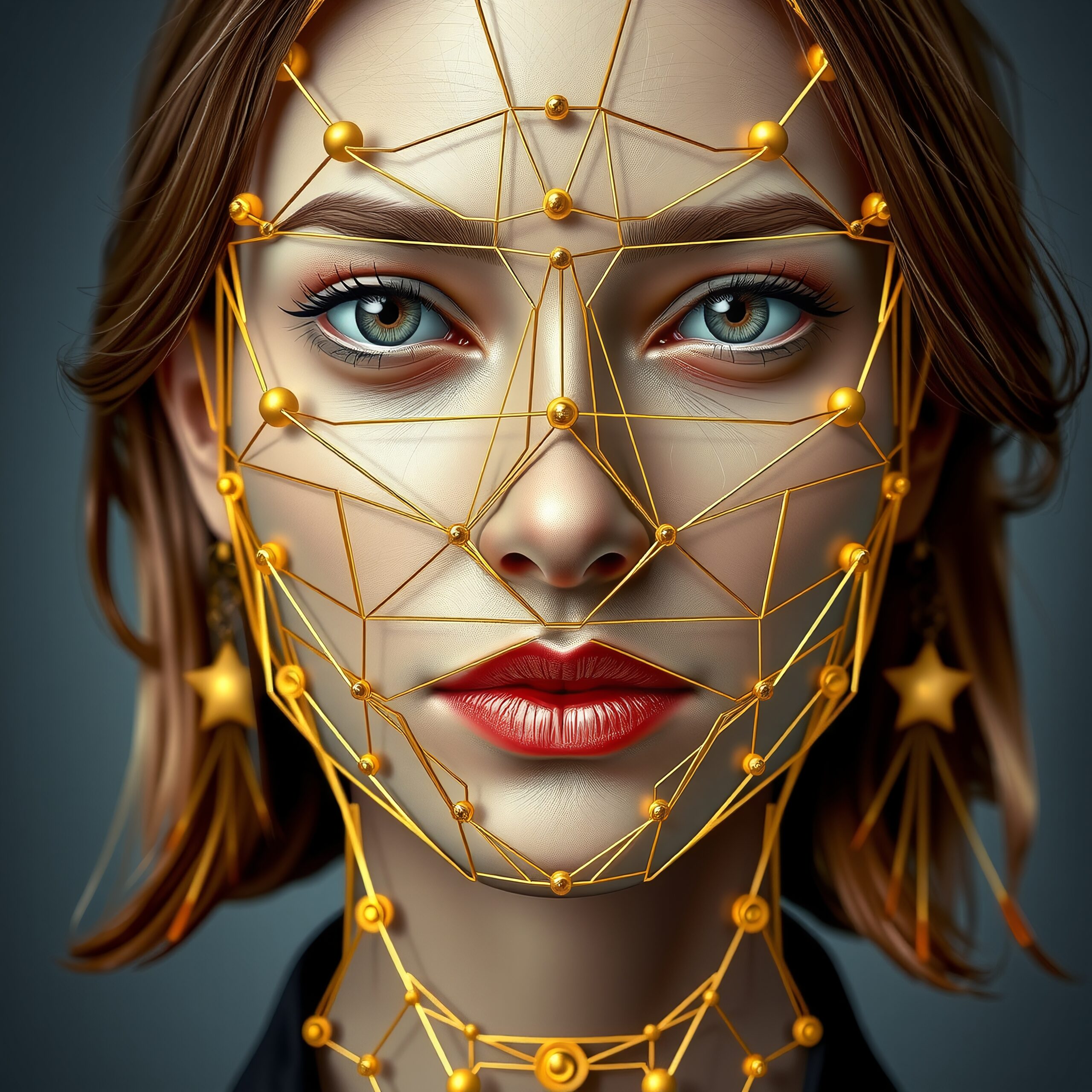 Golden Geometric Facial Artistry