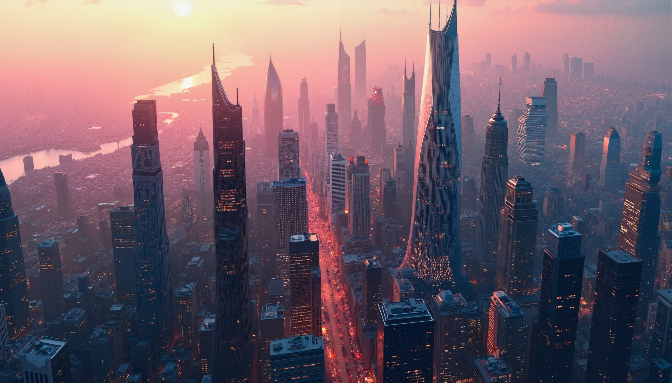 Futuristic City at Sunset