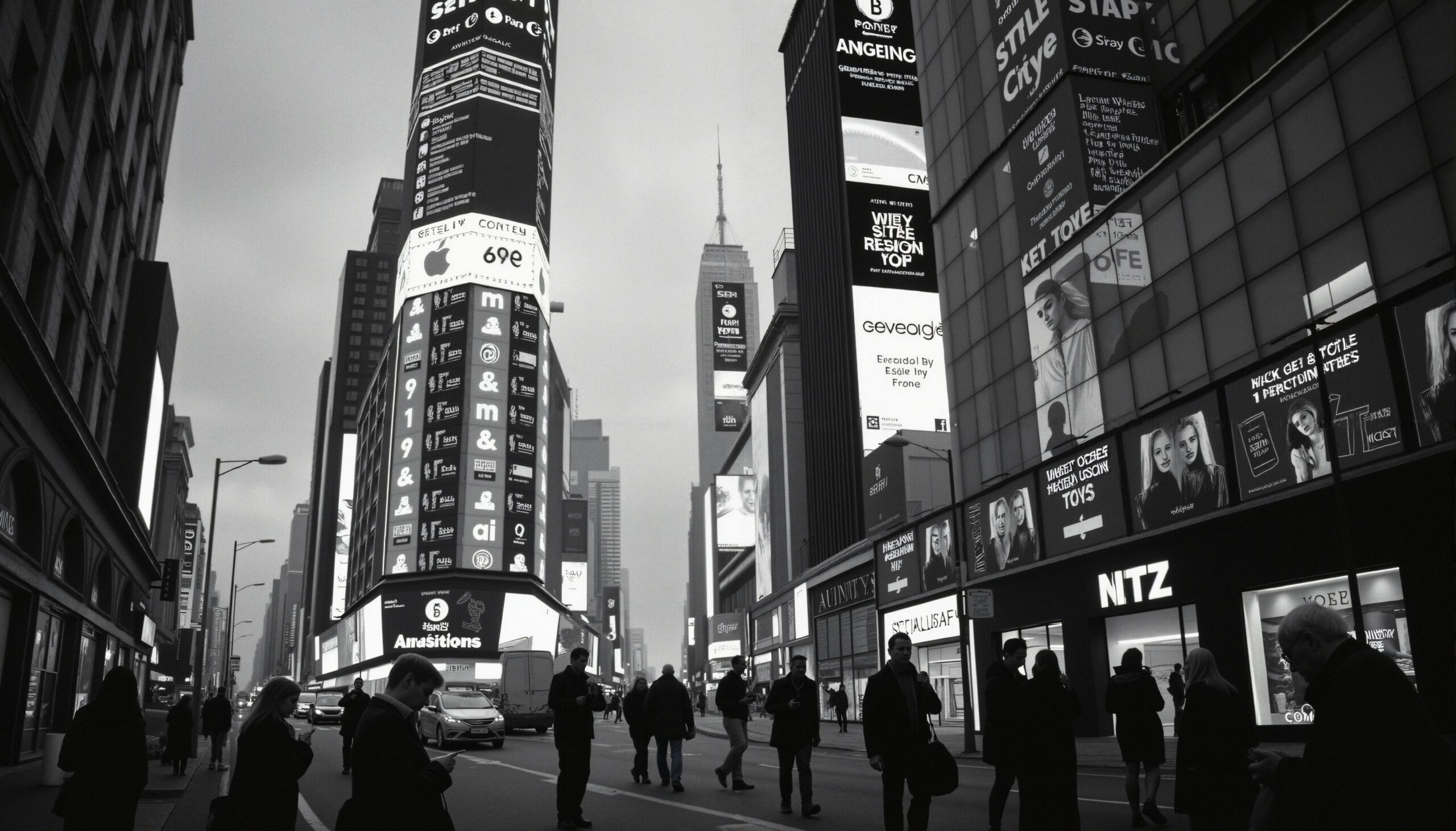 Cityscape with Towering Billboards