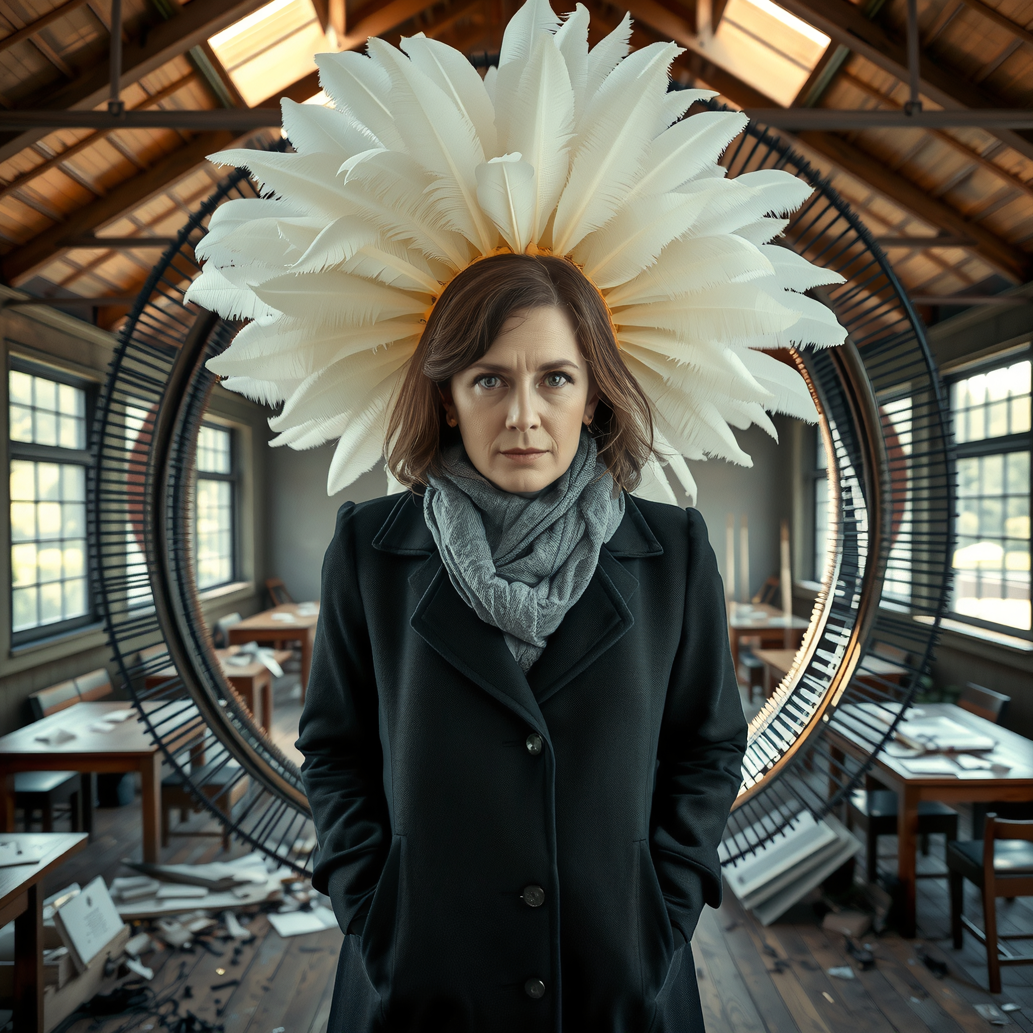 Woman with a Feathered Halo