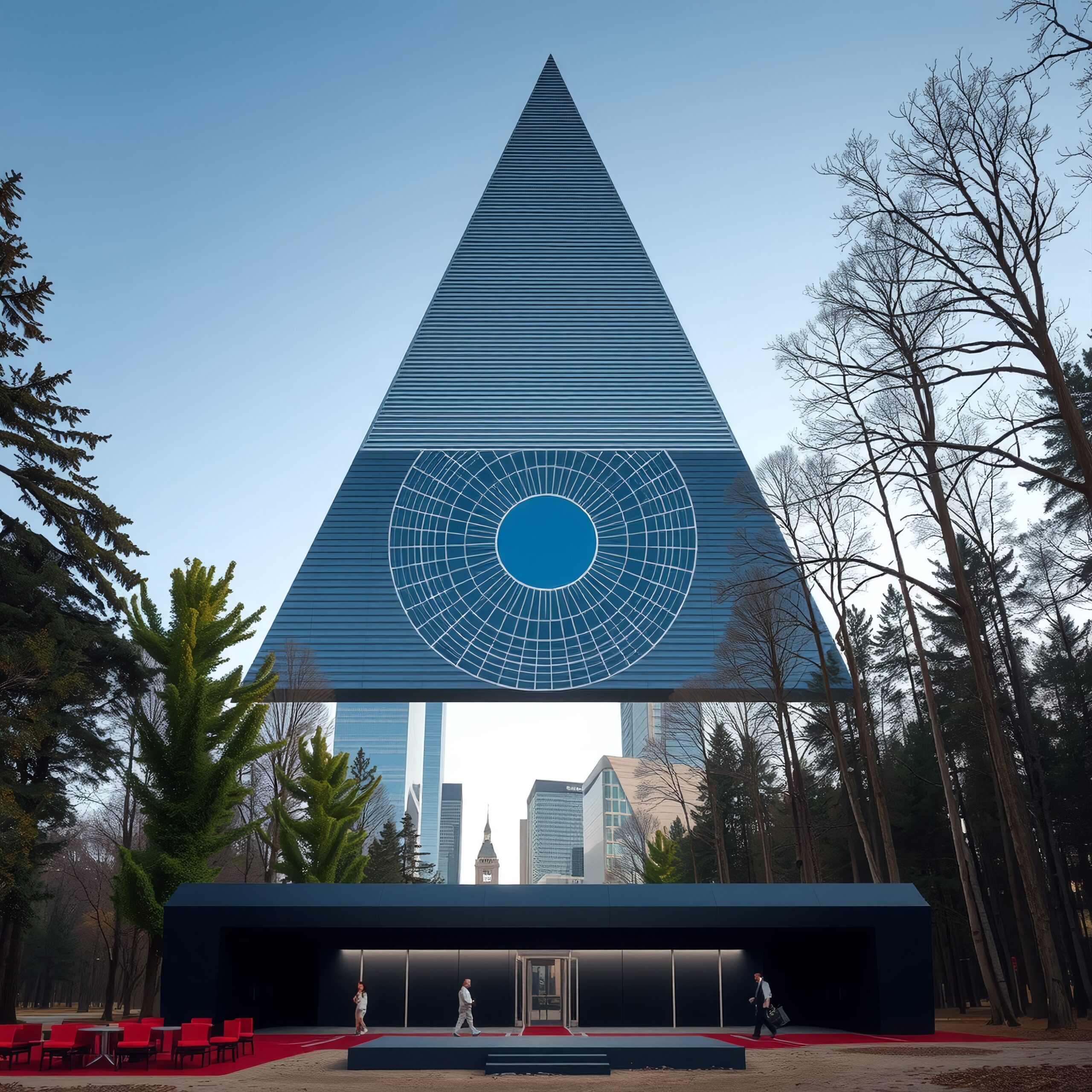 Futuristic Triangle Meets Urban Landscape