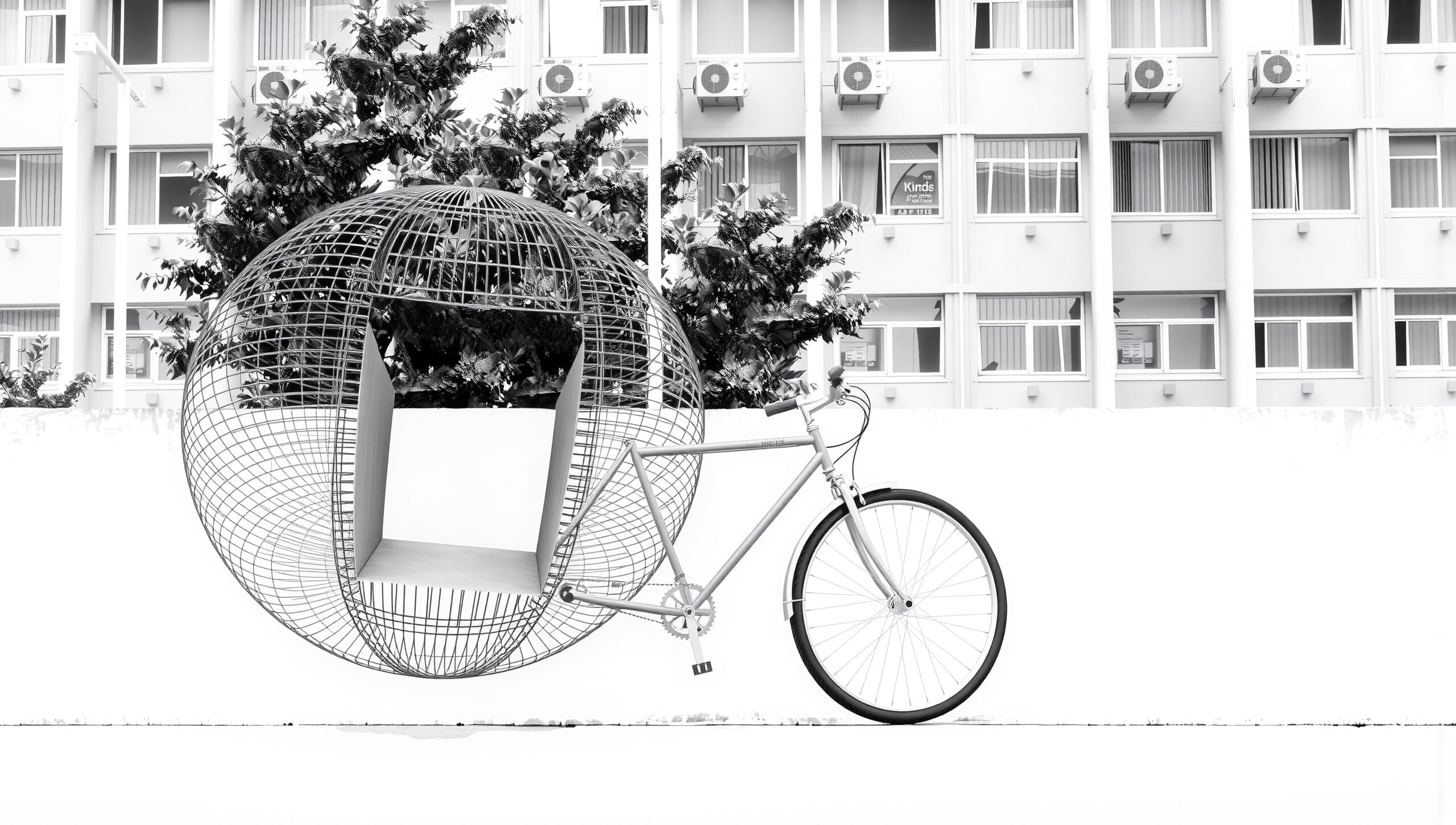 Bicycle with Spherical Art Attachment