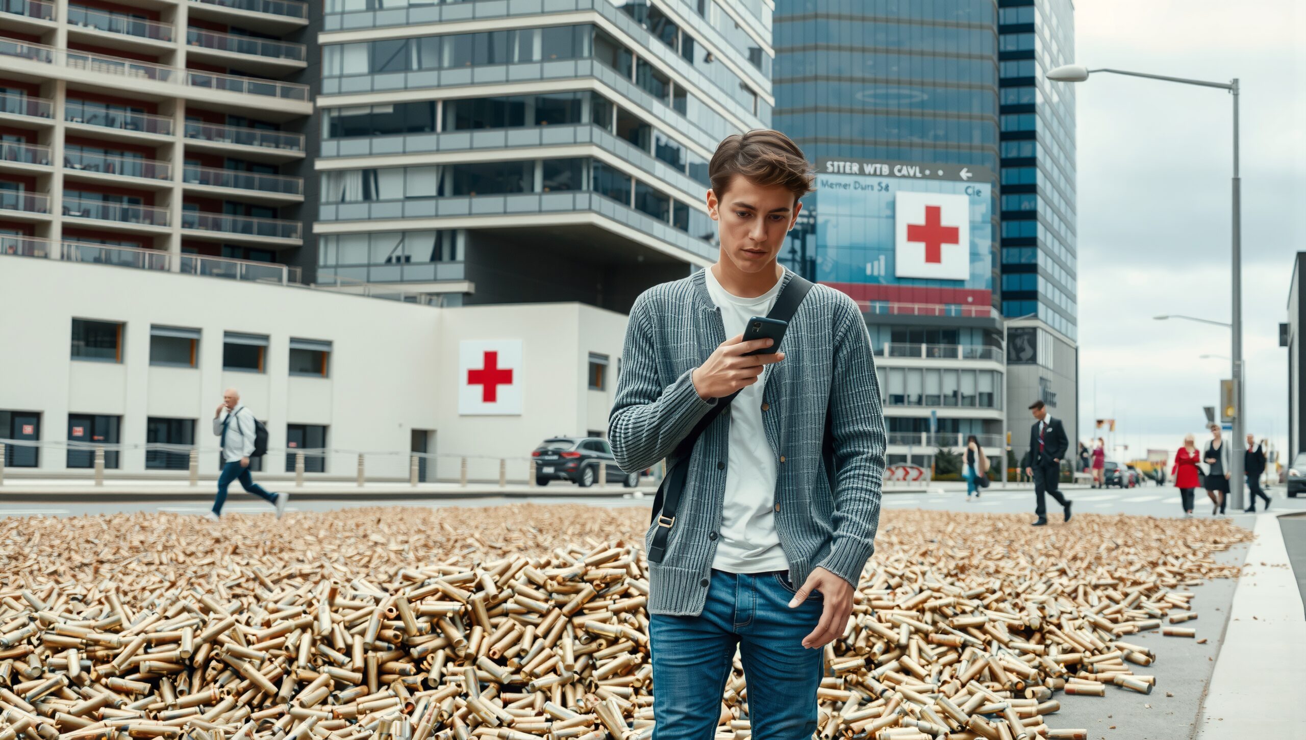 City Street Littered with Casings