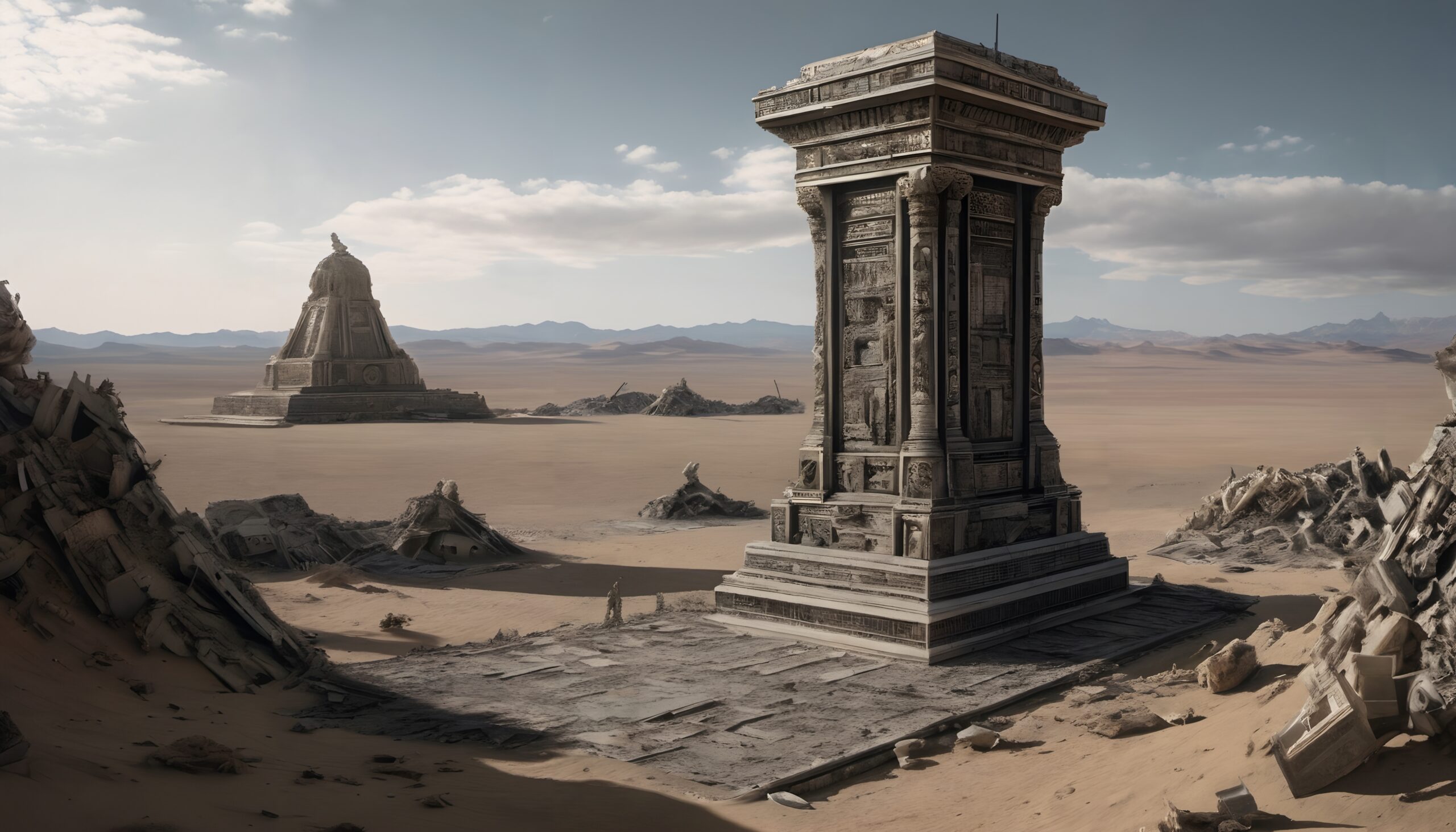 Ancient Ruins in Vast Desert