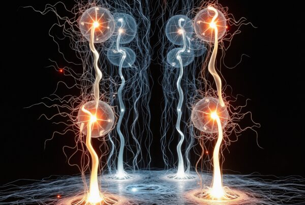 Abstract artwork depicting glowing neural pathways.