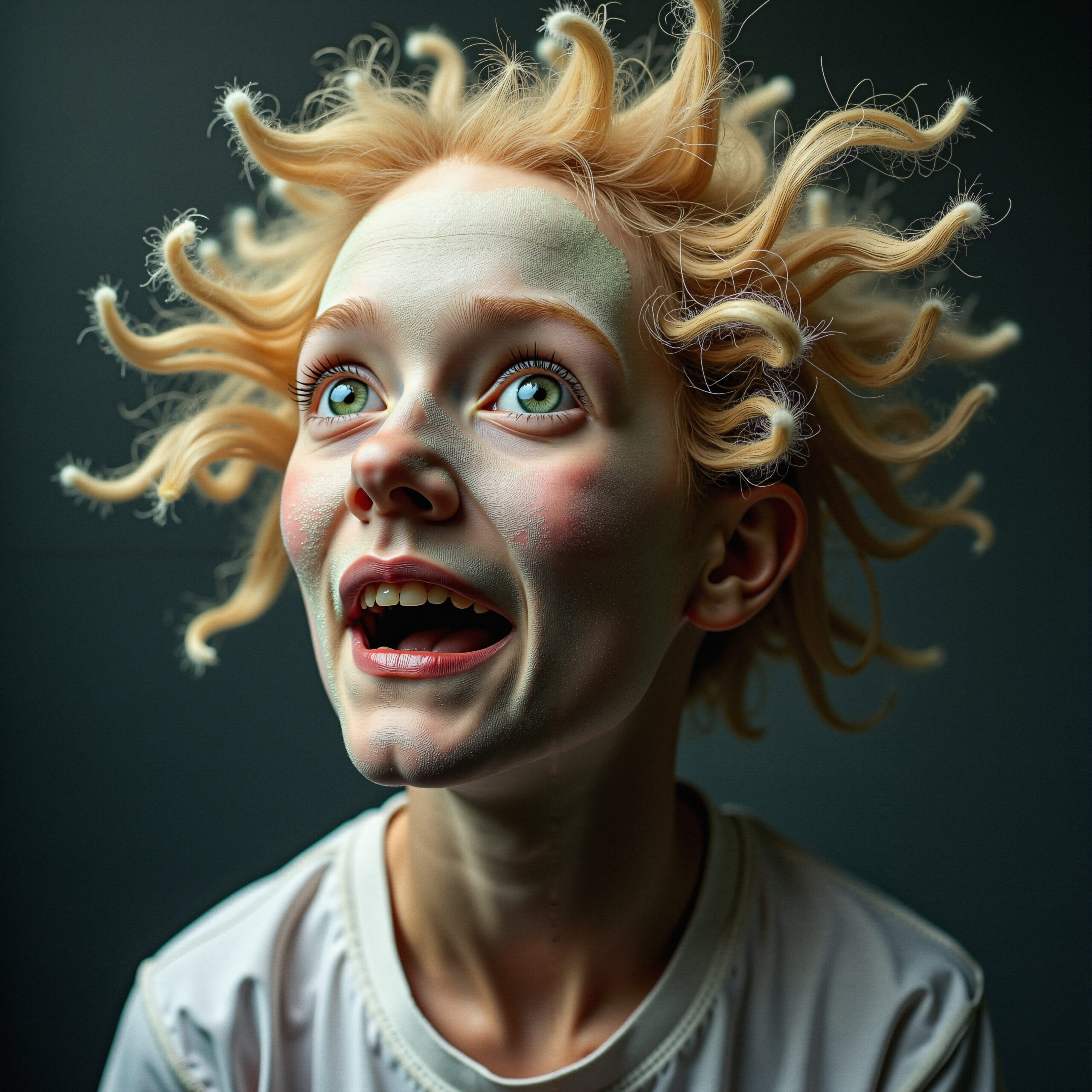 Joyful Expression with Playful Hair