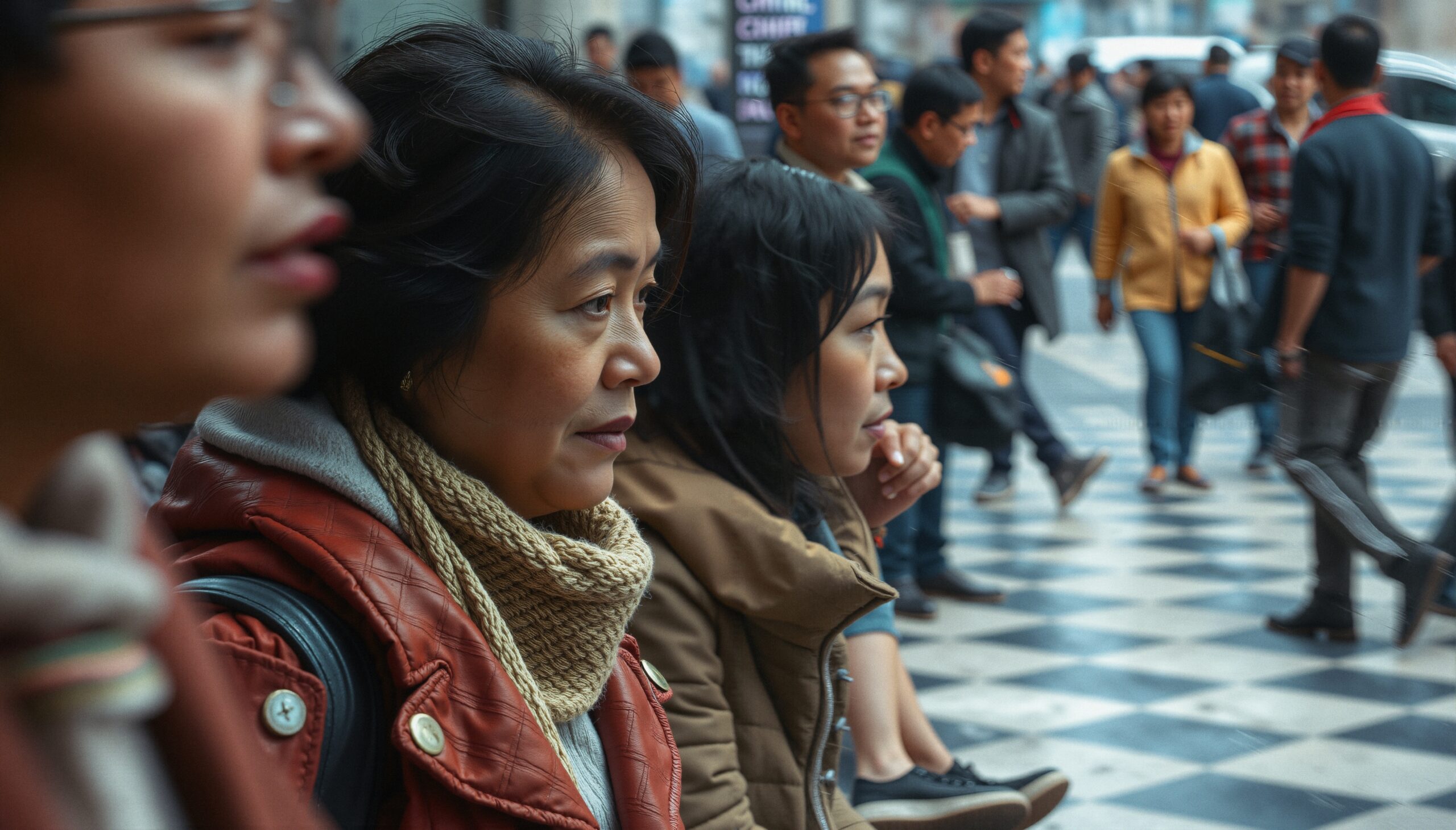 Crowd Watching on Busy Street