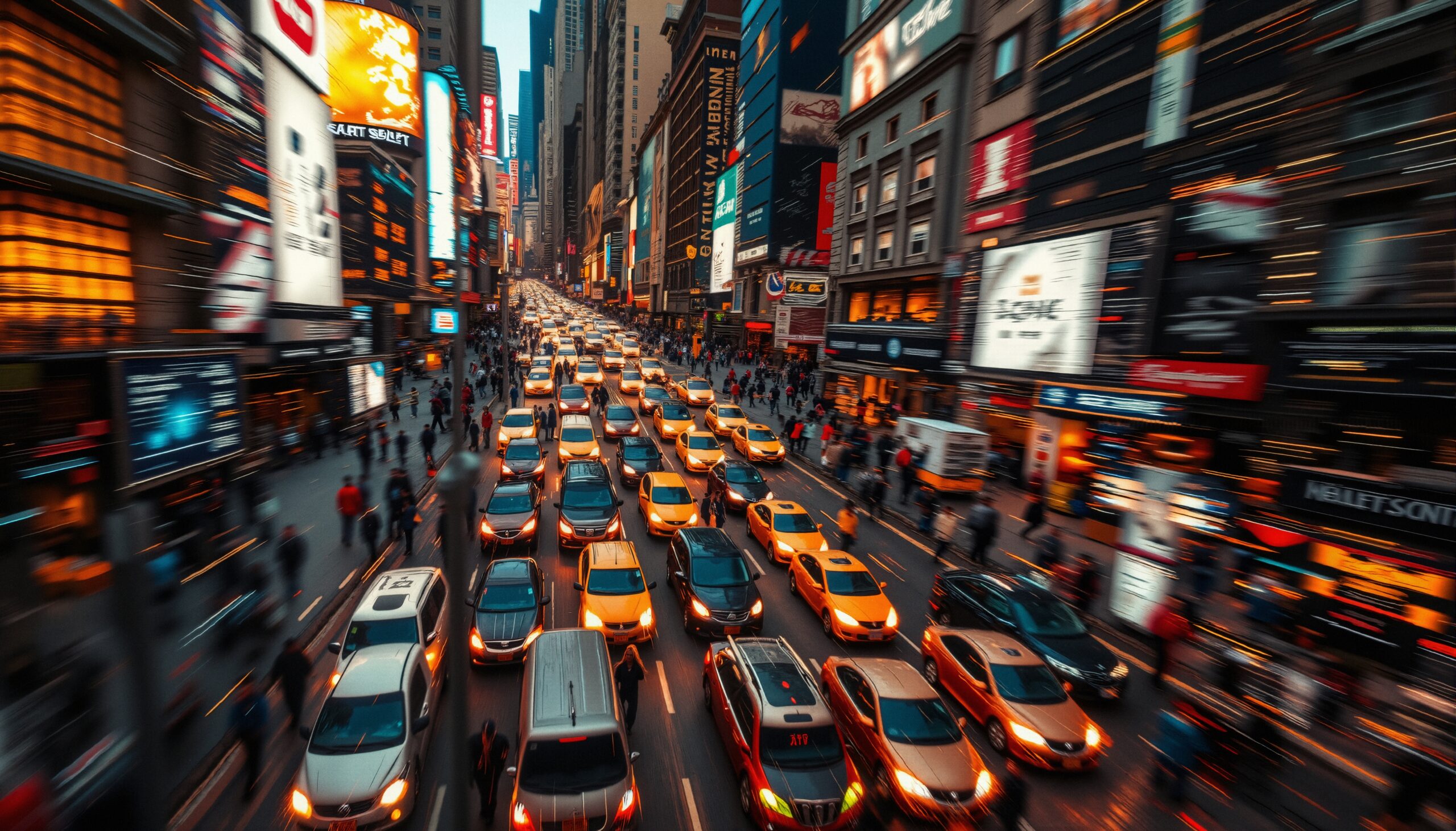 Times Square Traffic Rush Chaos