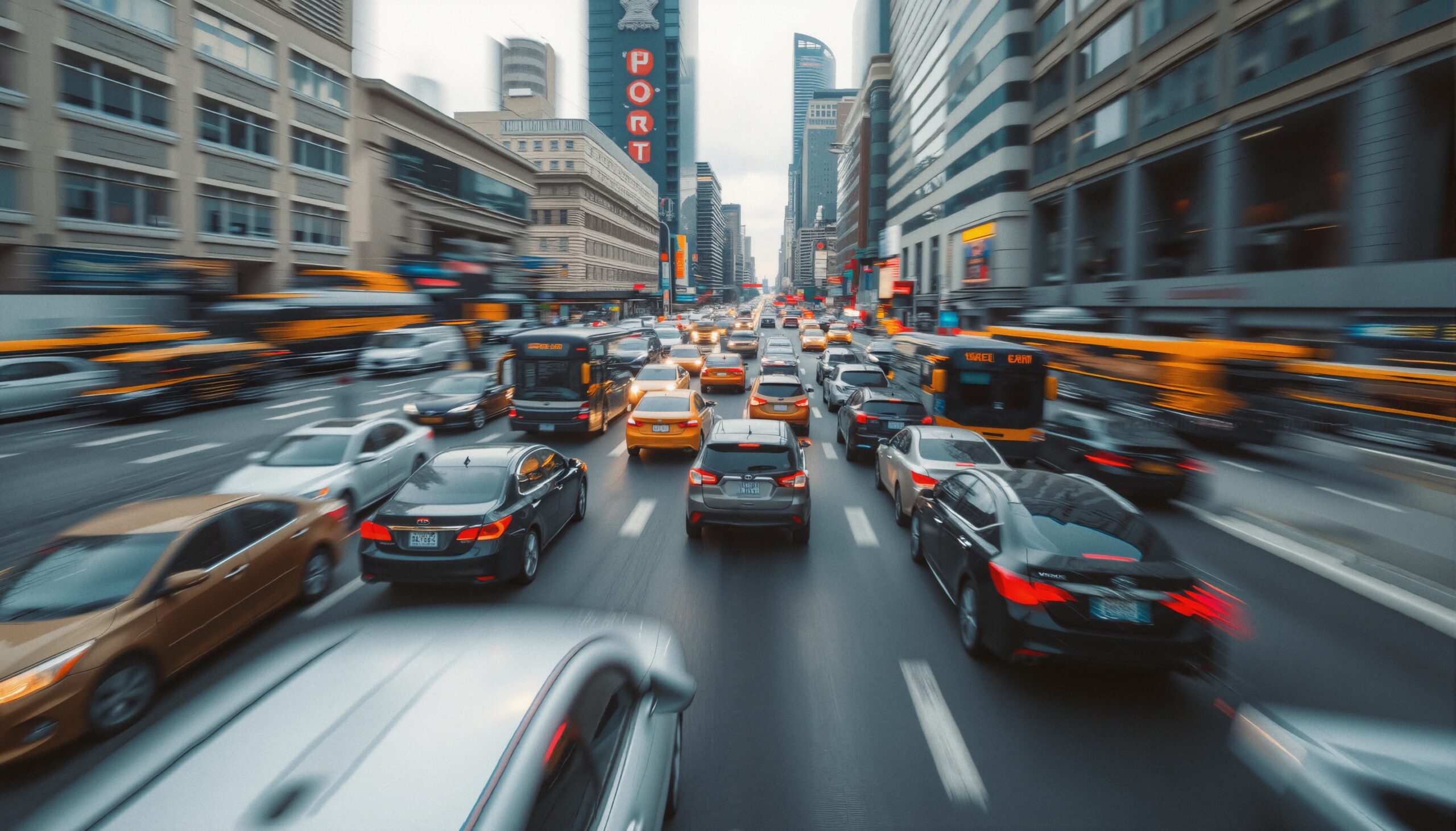 City’s Fast-Paced Traffic Jam