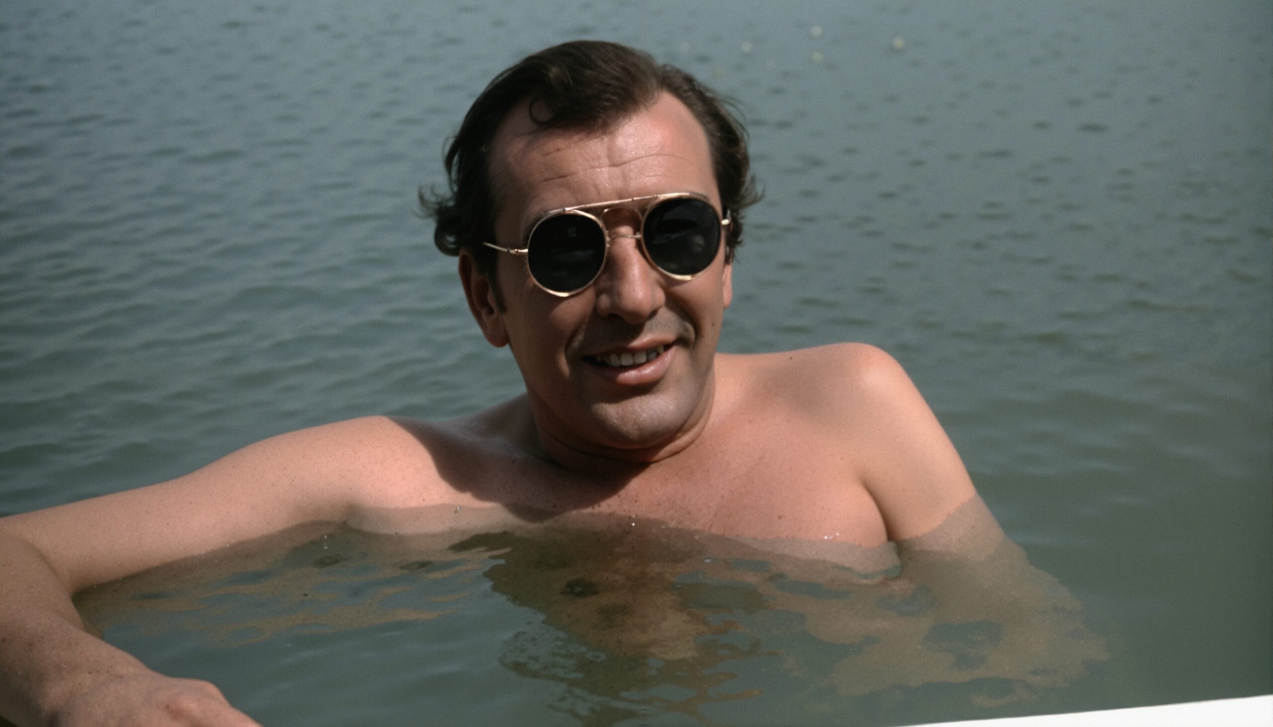 Relaxed Man in Reflective Sunglasses