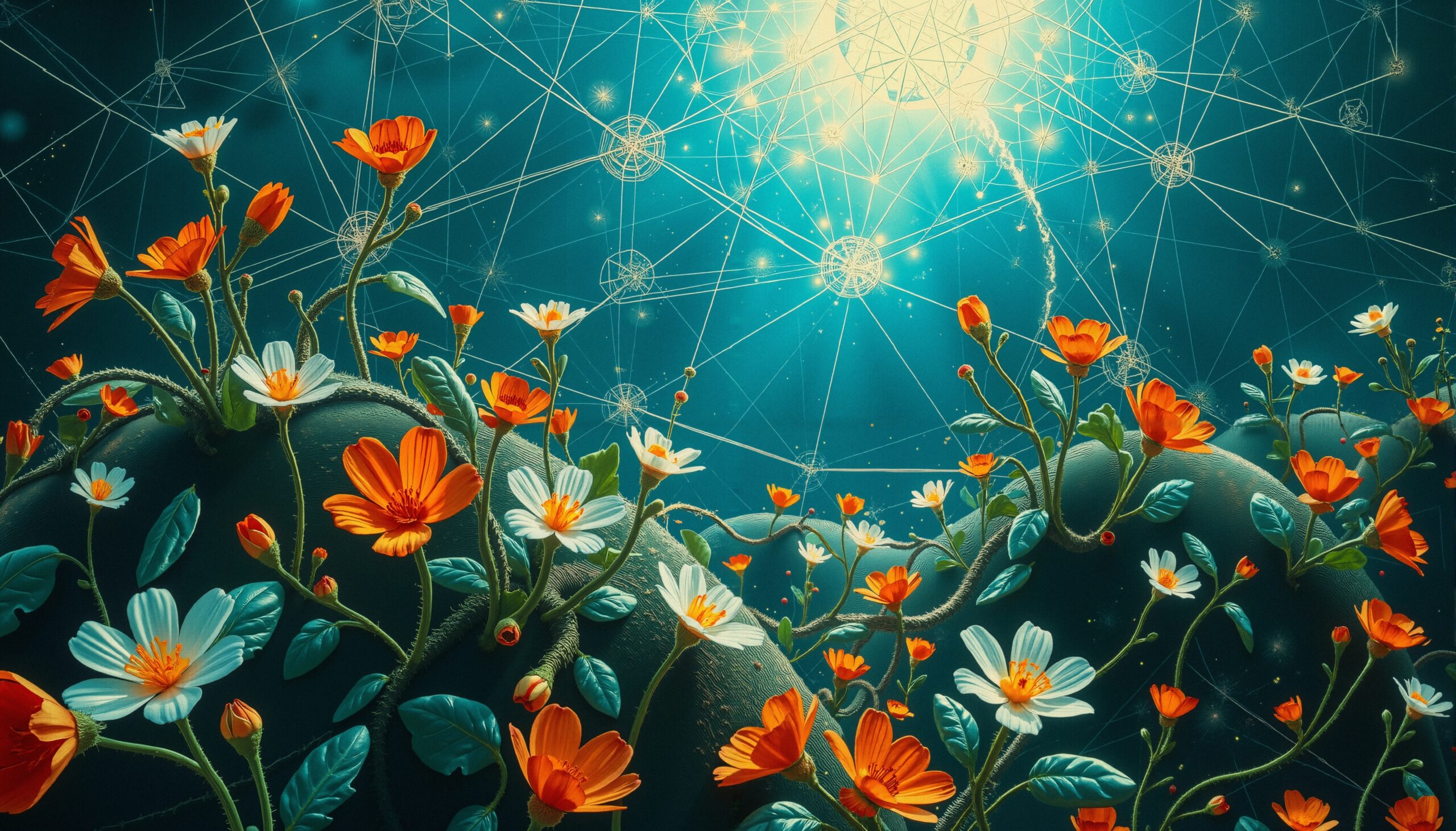 Celestial Garden of Cosmic Blooms