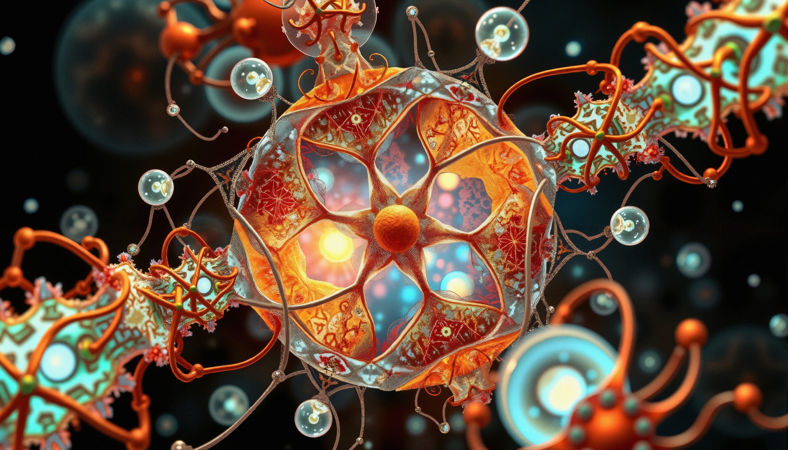 Vibrant Microscopic Molecular Structure