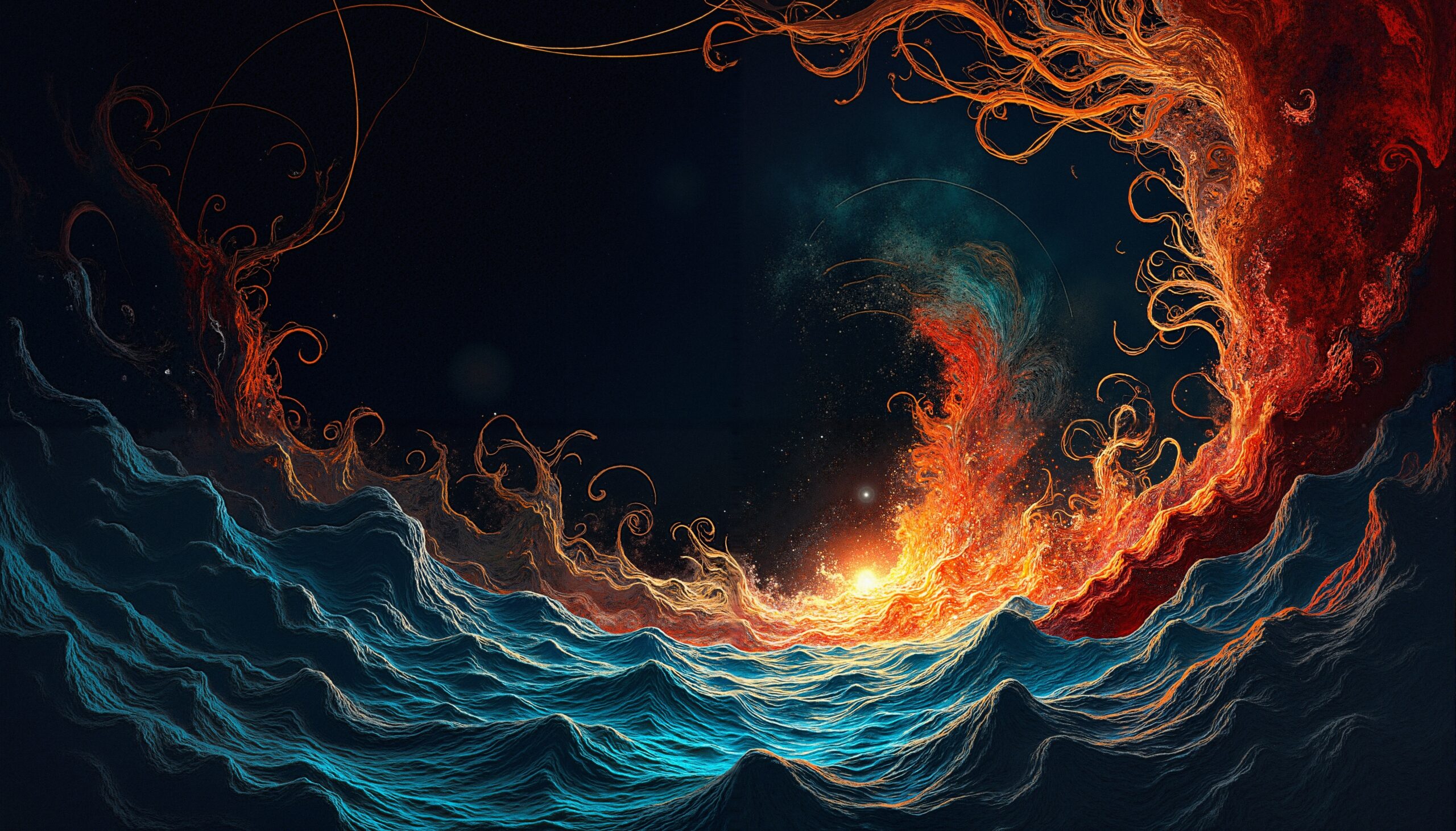 Fiery Waves Meet Dancing Flames