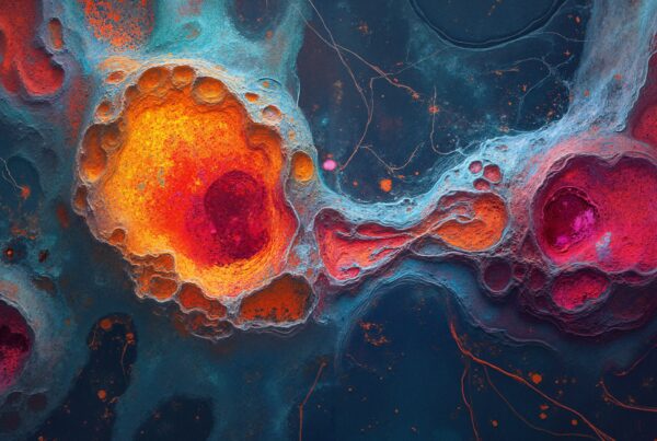 Vibrant abstract art with swirling patterns.