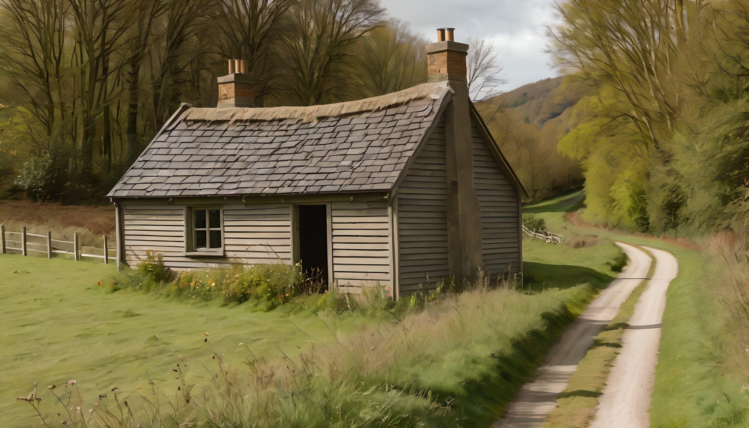 Rustic Cabin by Dirt Road