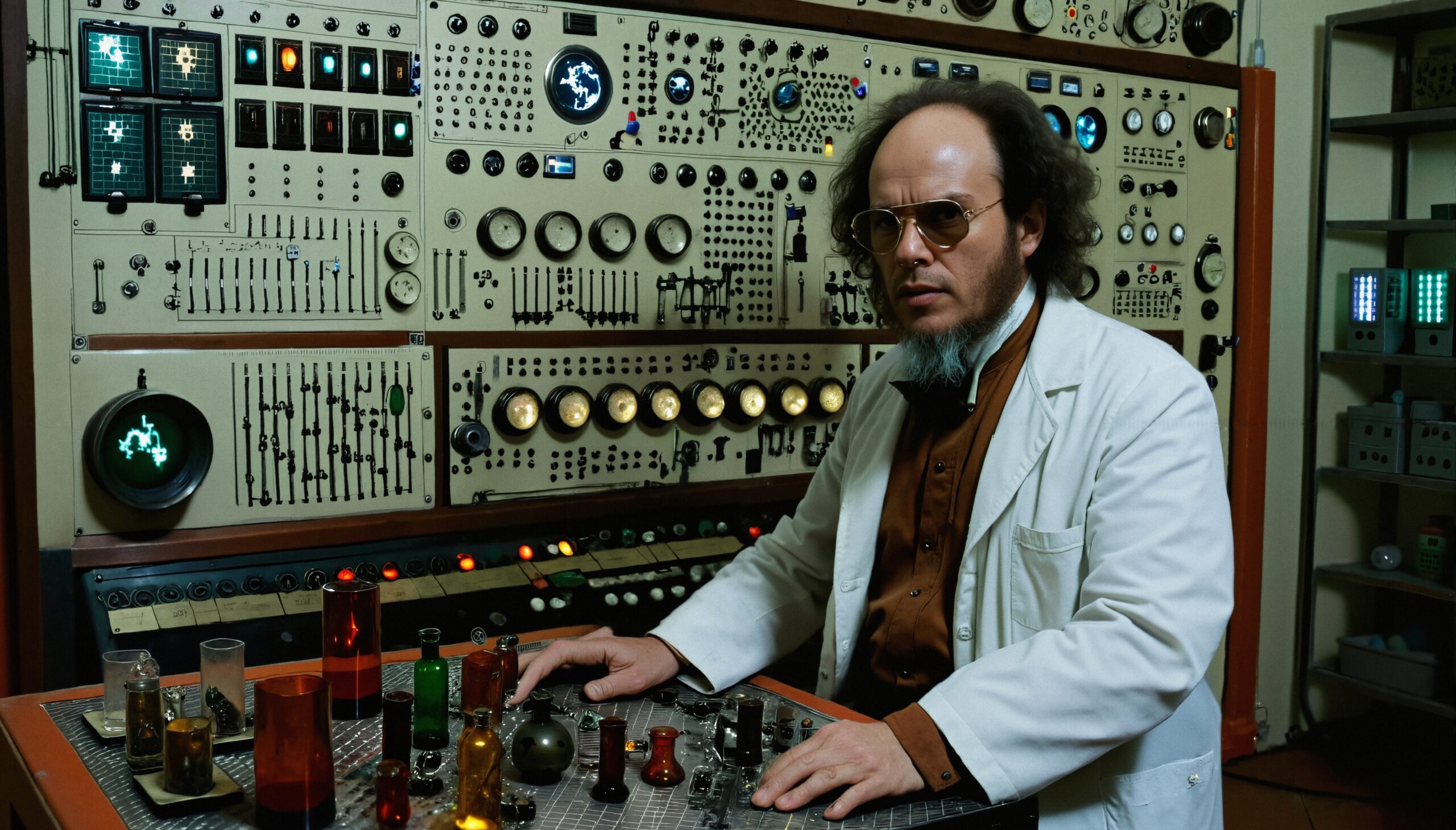 Retro Scientist in Control Room