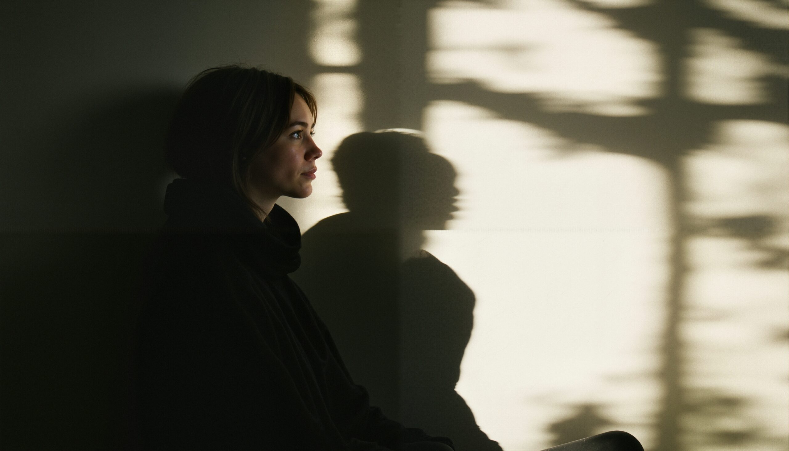 Contemplative Woman in Shadow Play