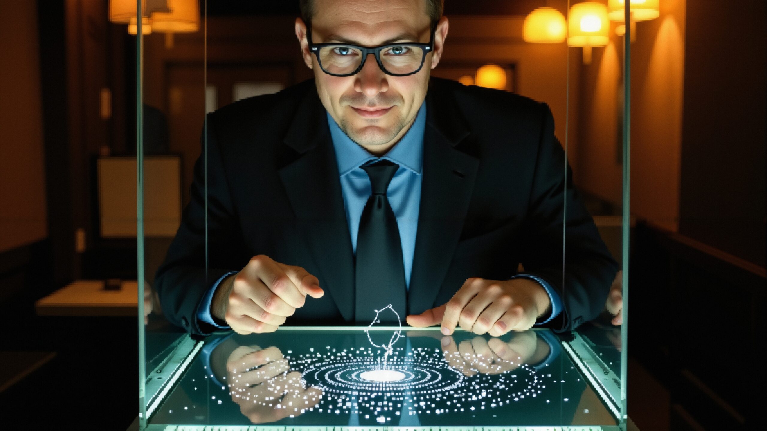 Futuristic Man with Holographic Interface