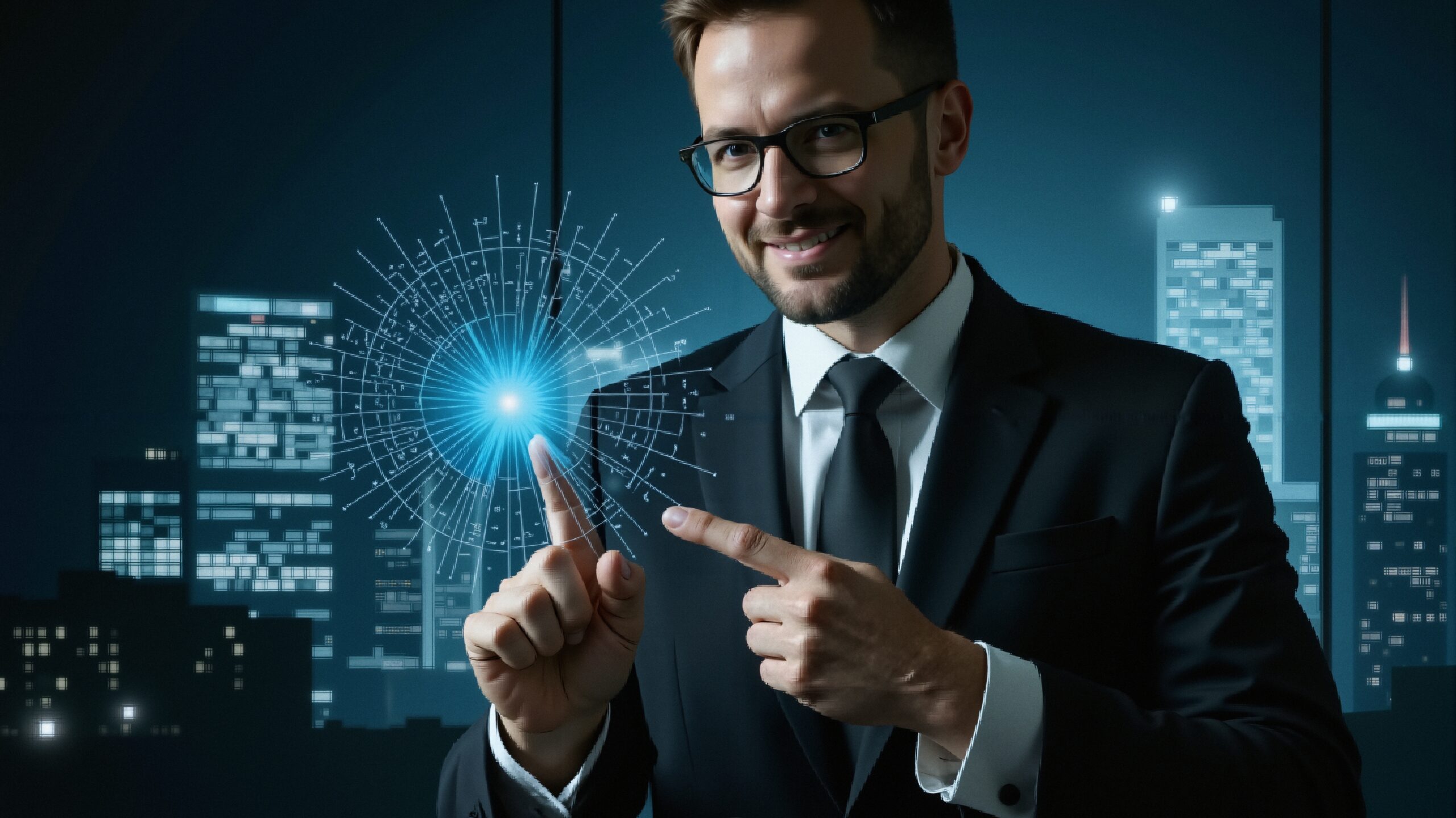 Futuristic Digital Interaction at Night