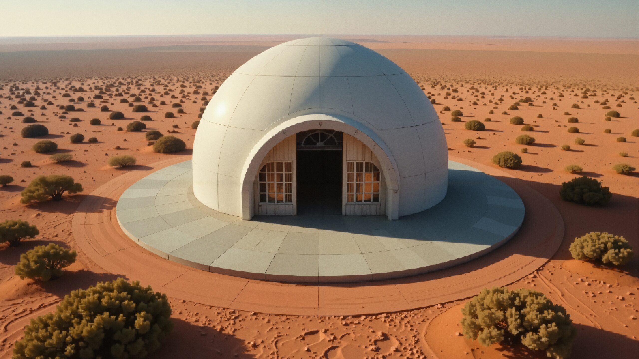 Futuristic Dome in Expansive Desert
