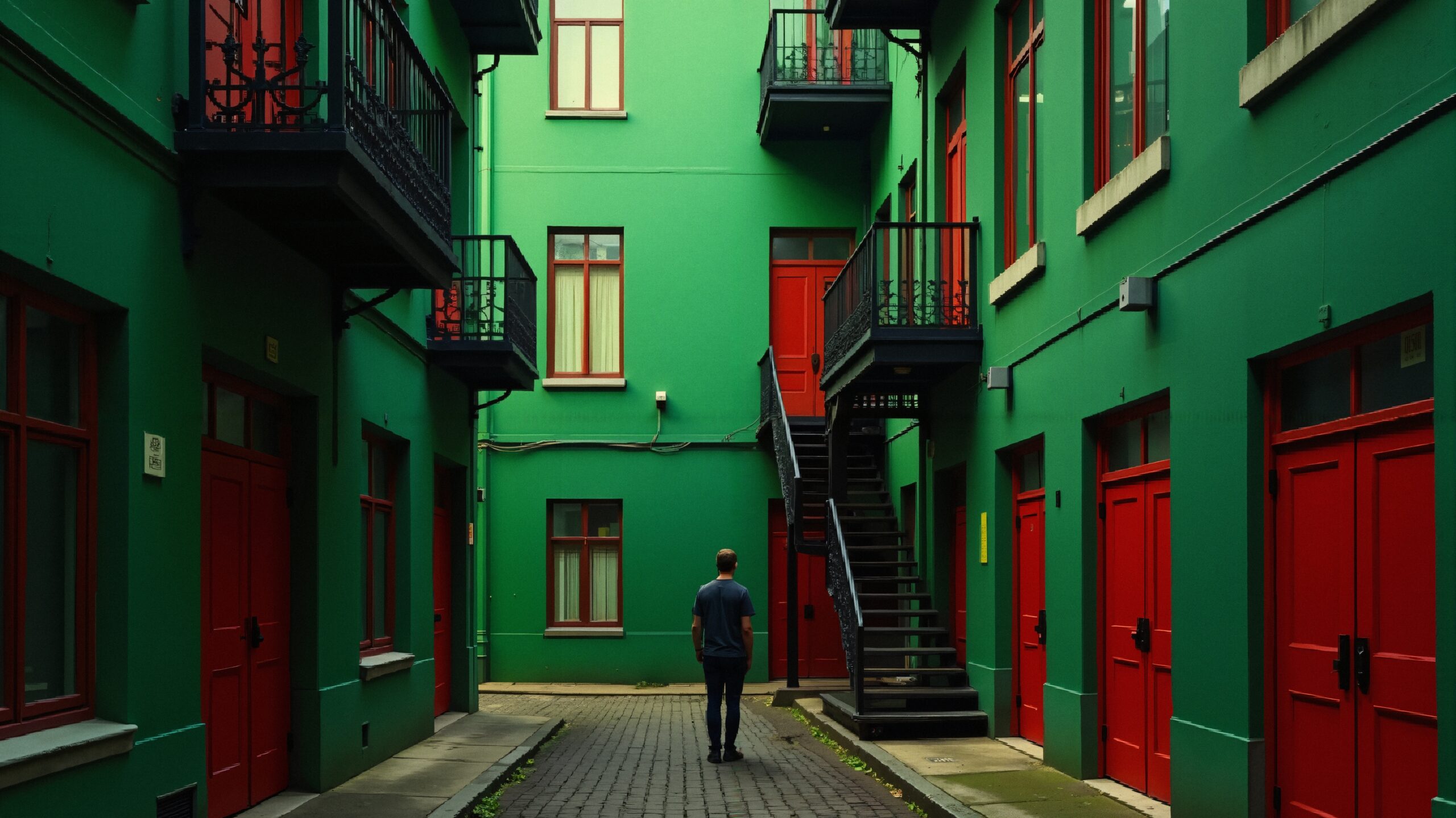 Urban Courtyard with Vibrant Contrast
