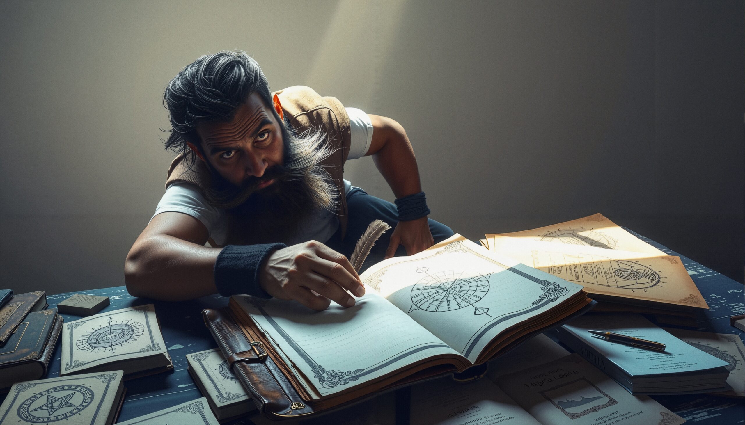 Scholar Immersed in Intense Study