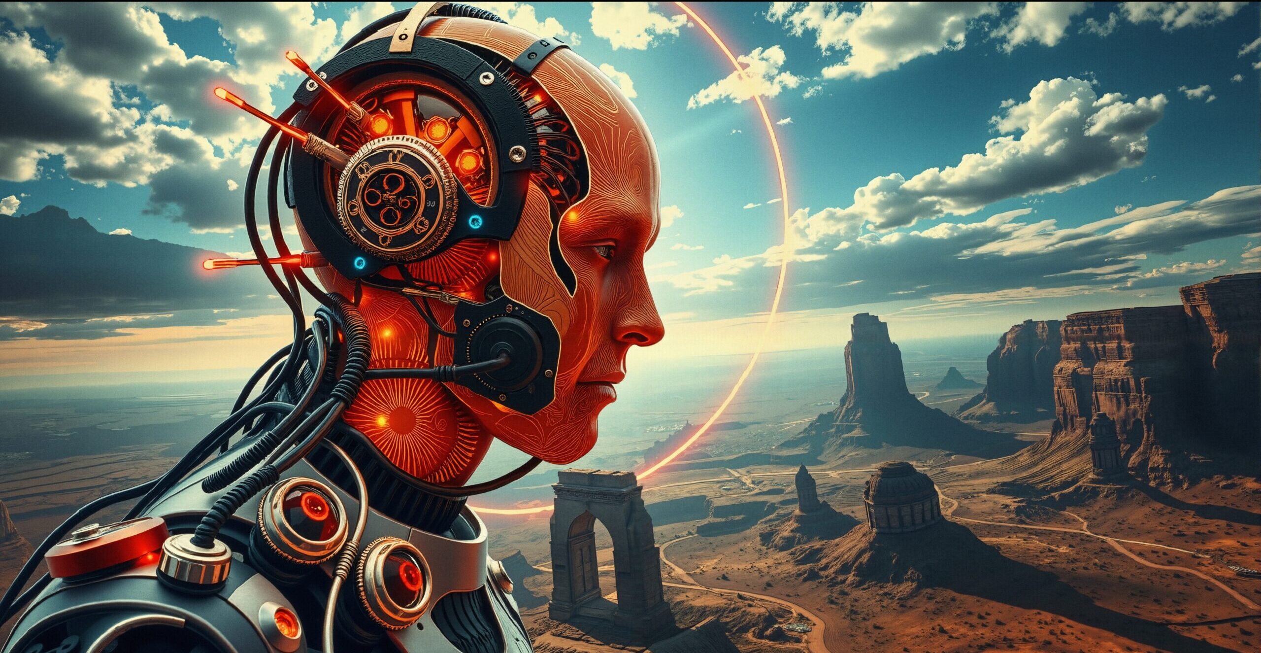 Cybernetic Being in Vast Desert