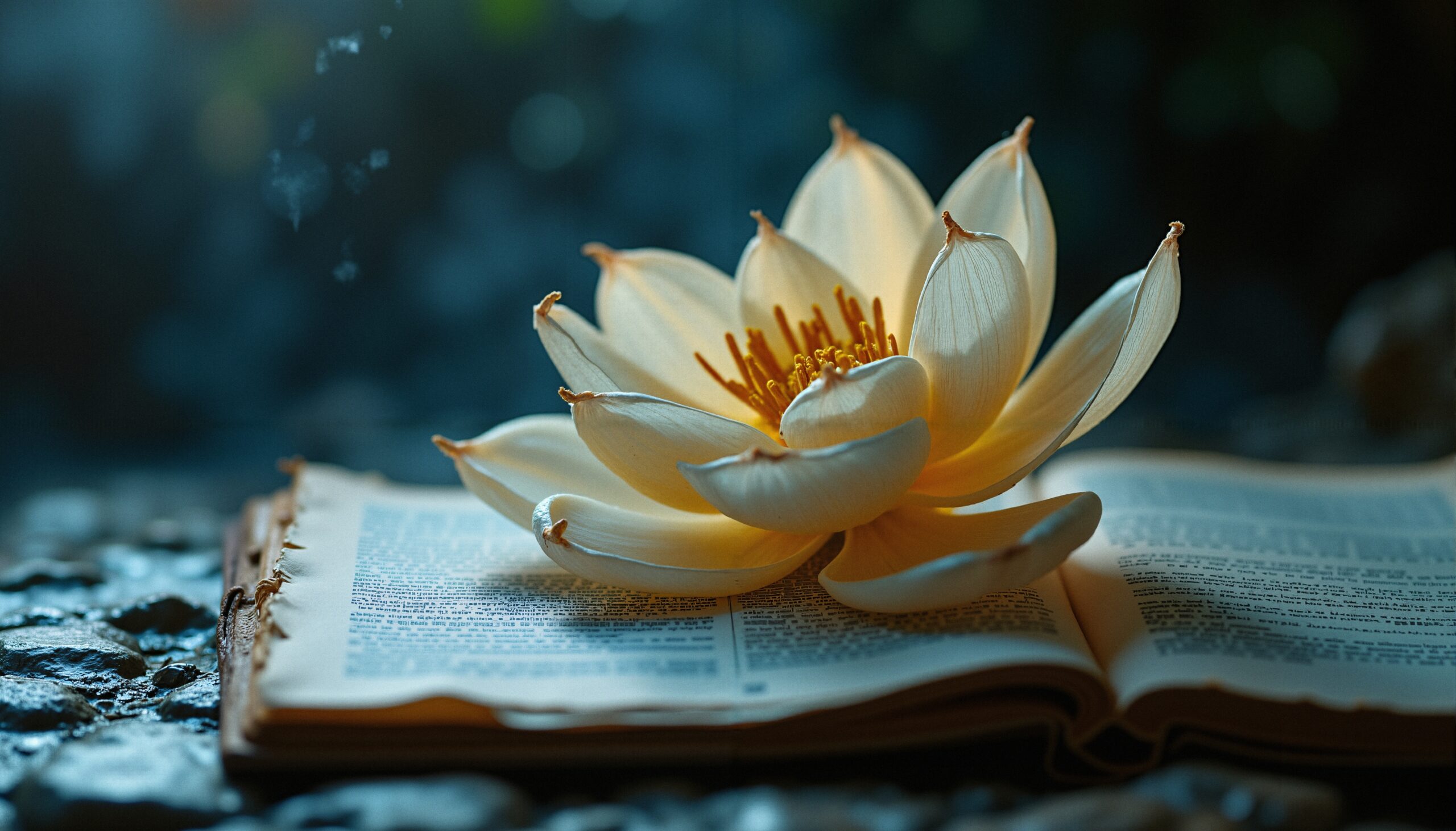 Lotus Flower on an Open Book