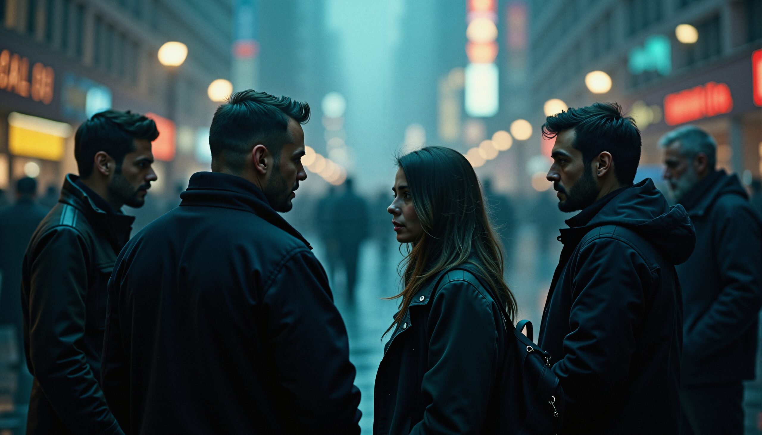 Mysterious Meeting on City Street