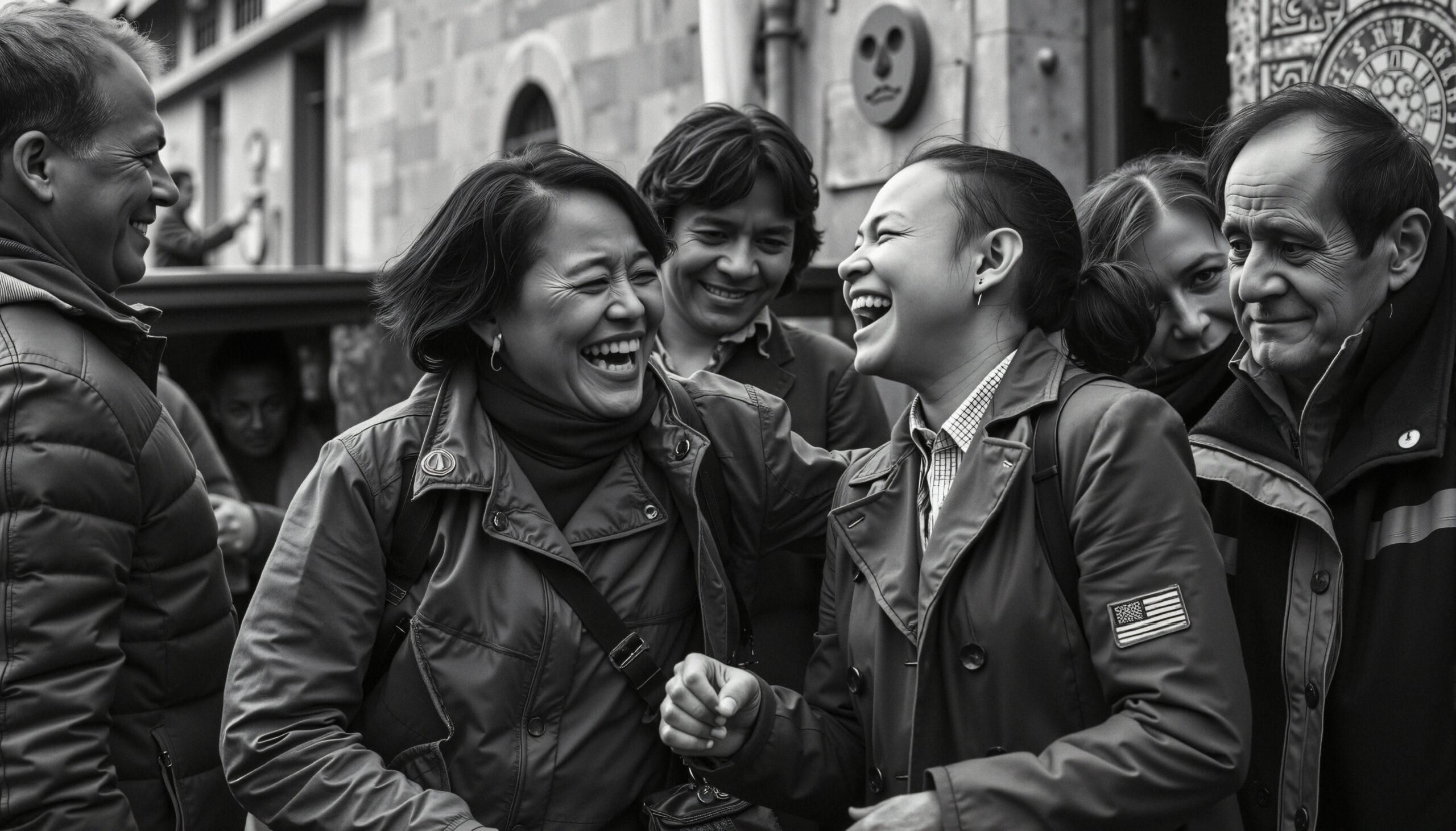 Joyful Moment on City Street