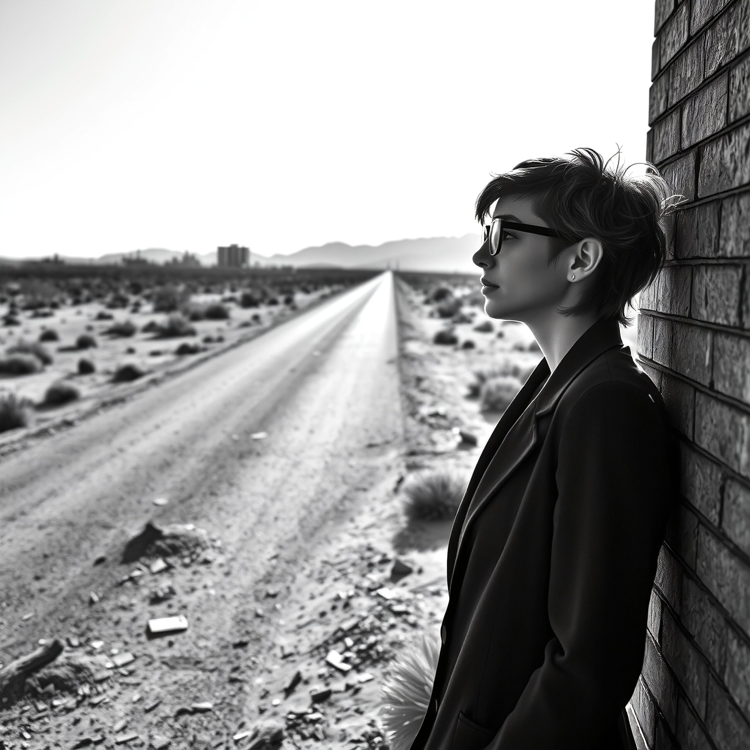 Woman Reflects in Desert Landscape