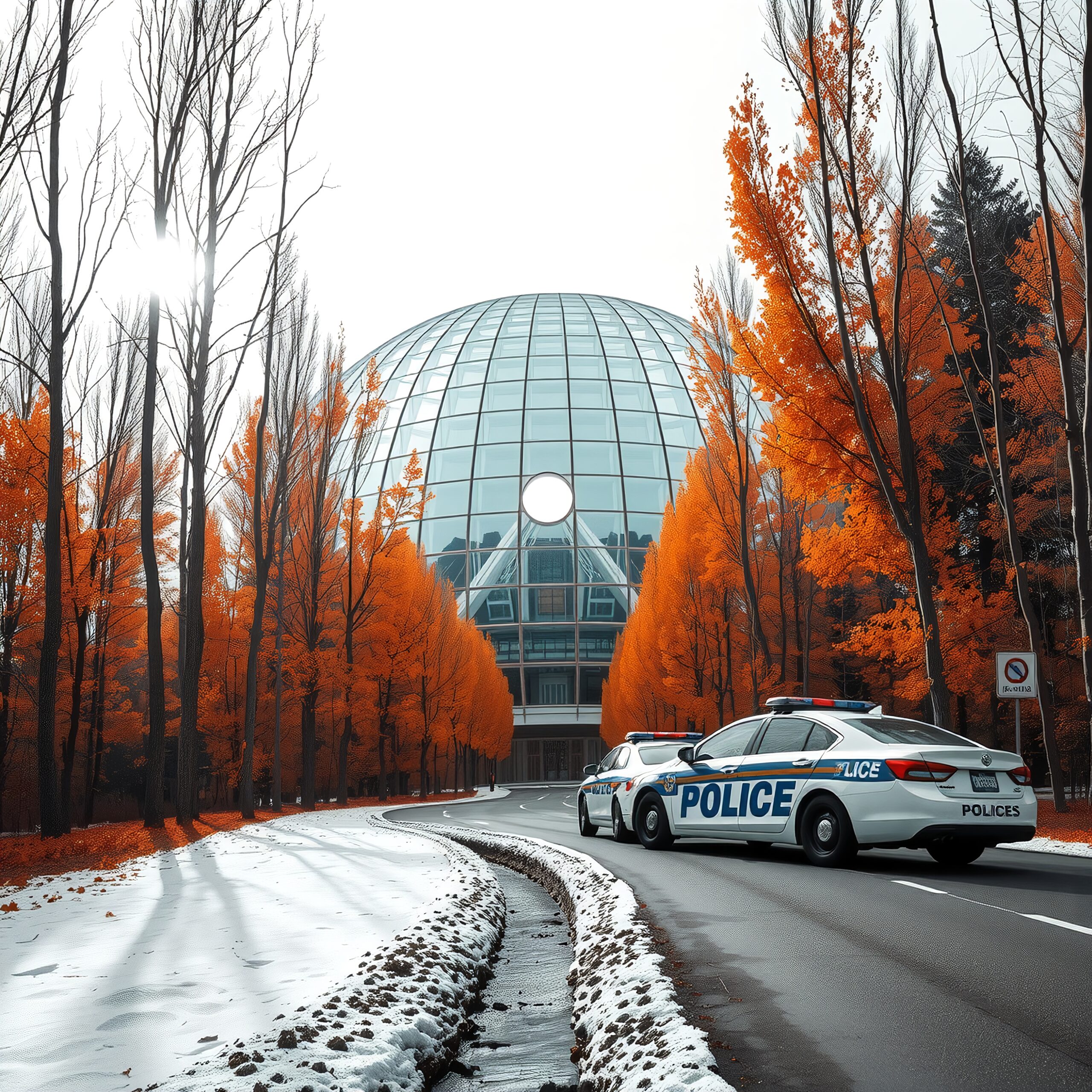 Autumn Scene with Police Presence