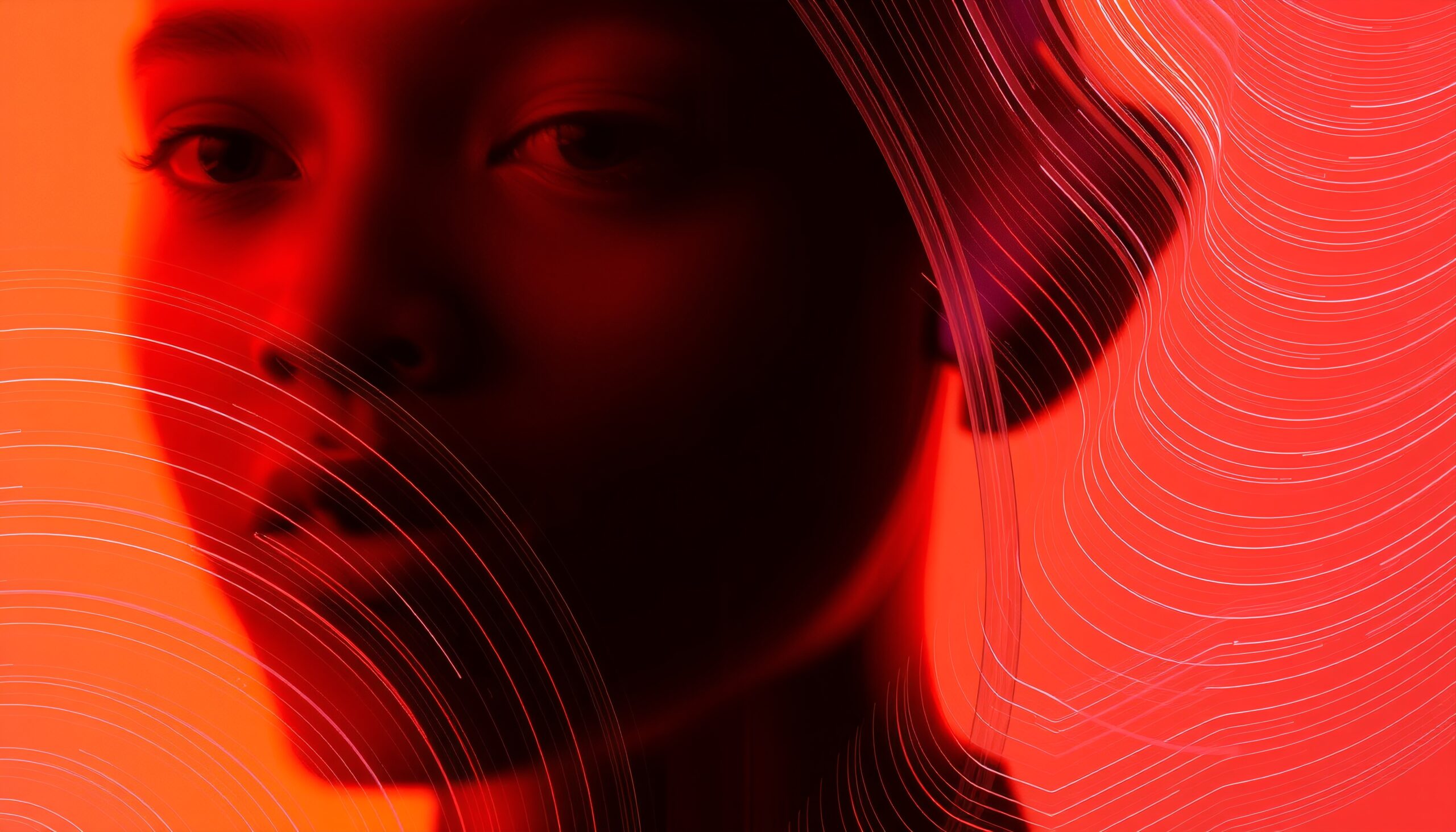 Red Glow with Abstract Lines