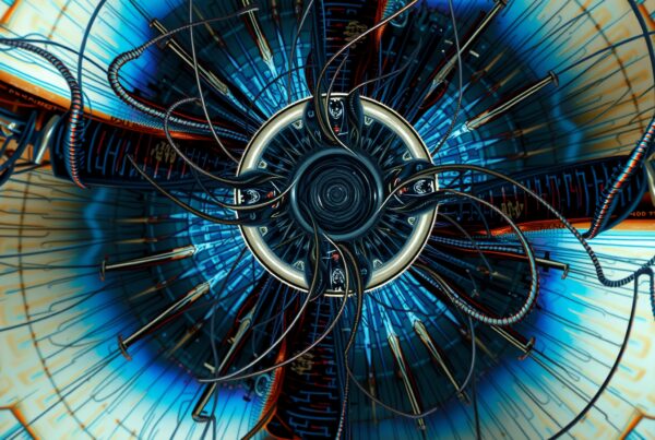 Futuristic abstract mechanical design with intricate details.