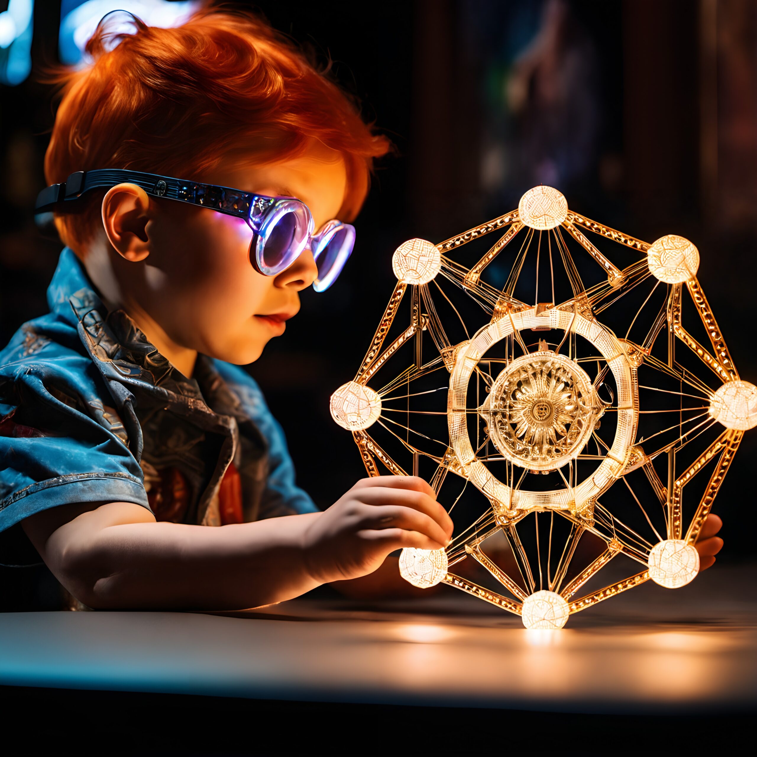Child Wonder in Geometric Glow