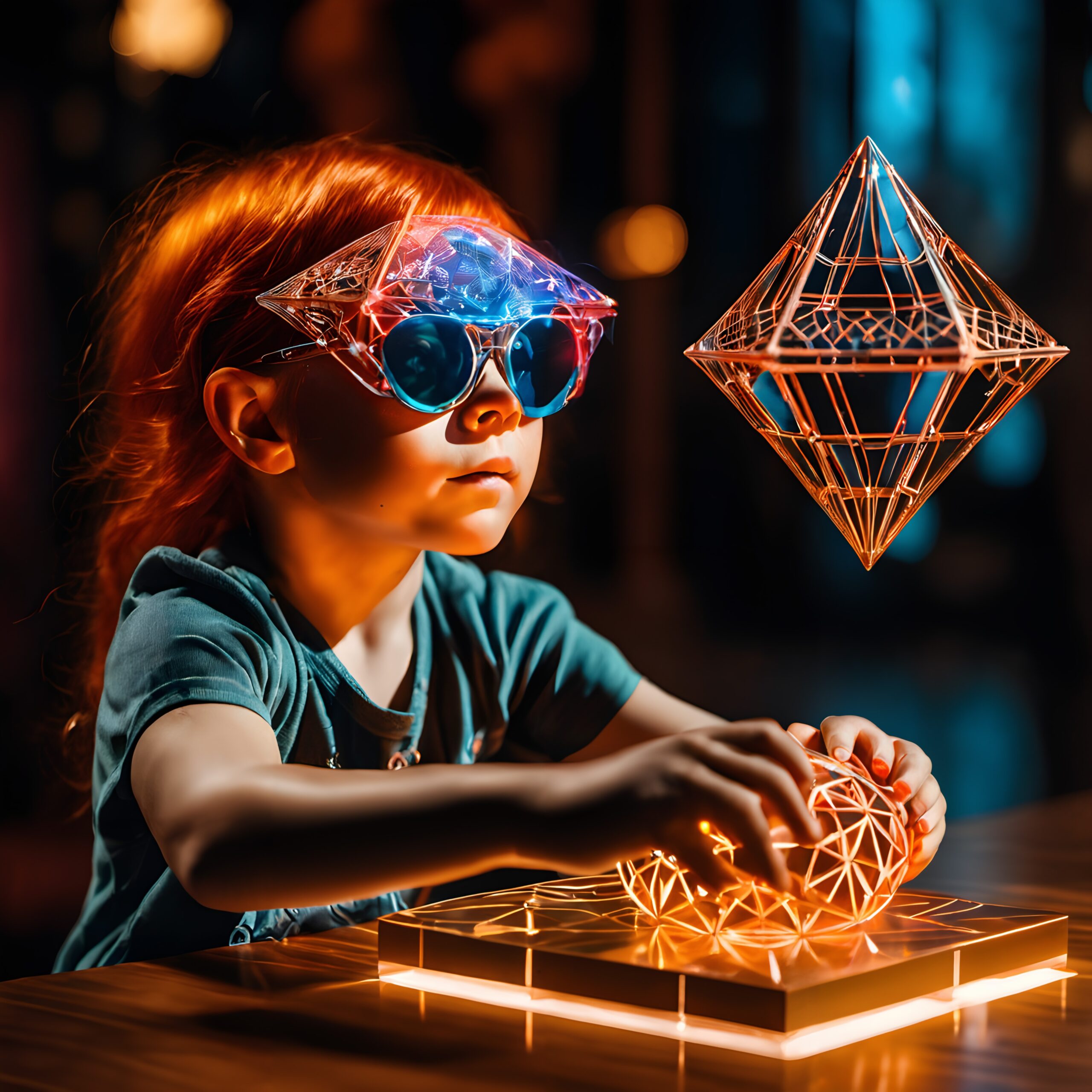 Futuristic Child Playing with Light