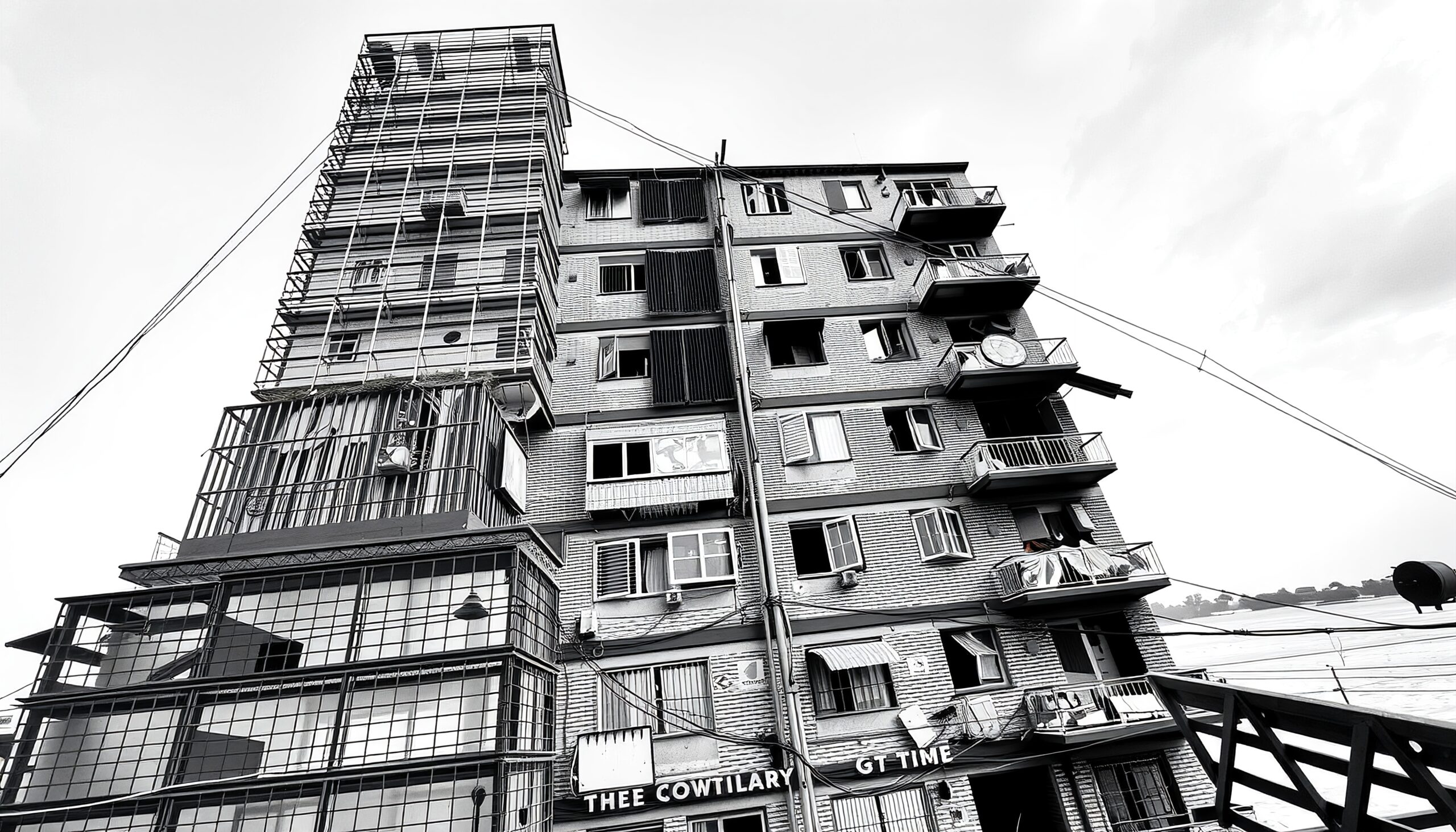 Urban Building with Balconies Visible