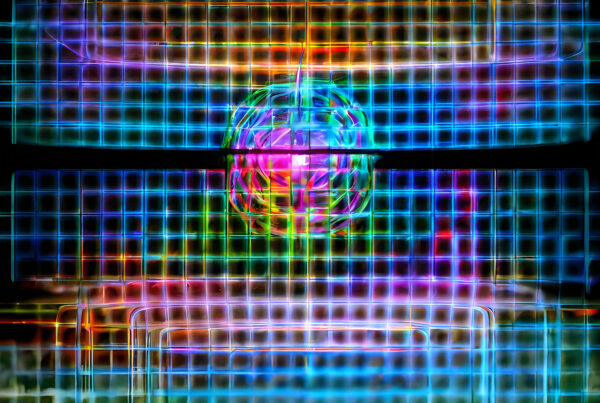 Neon Grid Sphere: A Vivid Cybernetic Dream in Virtual Reality Aesthetics