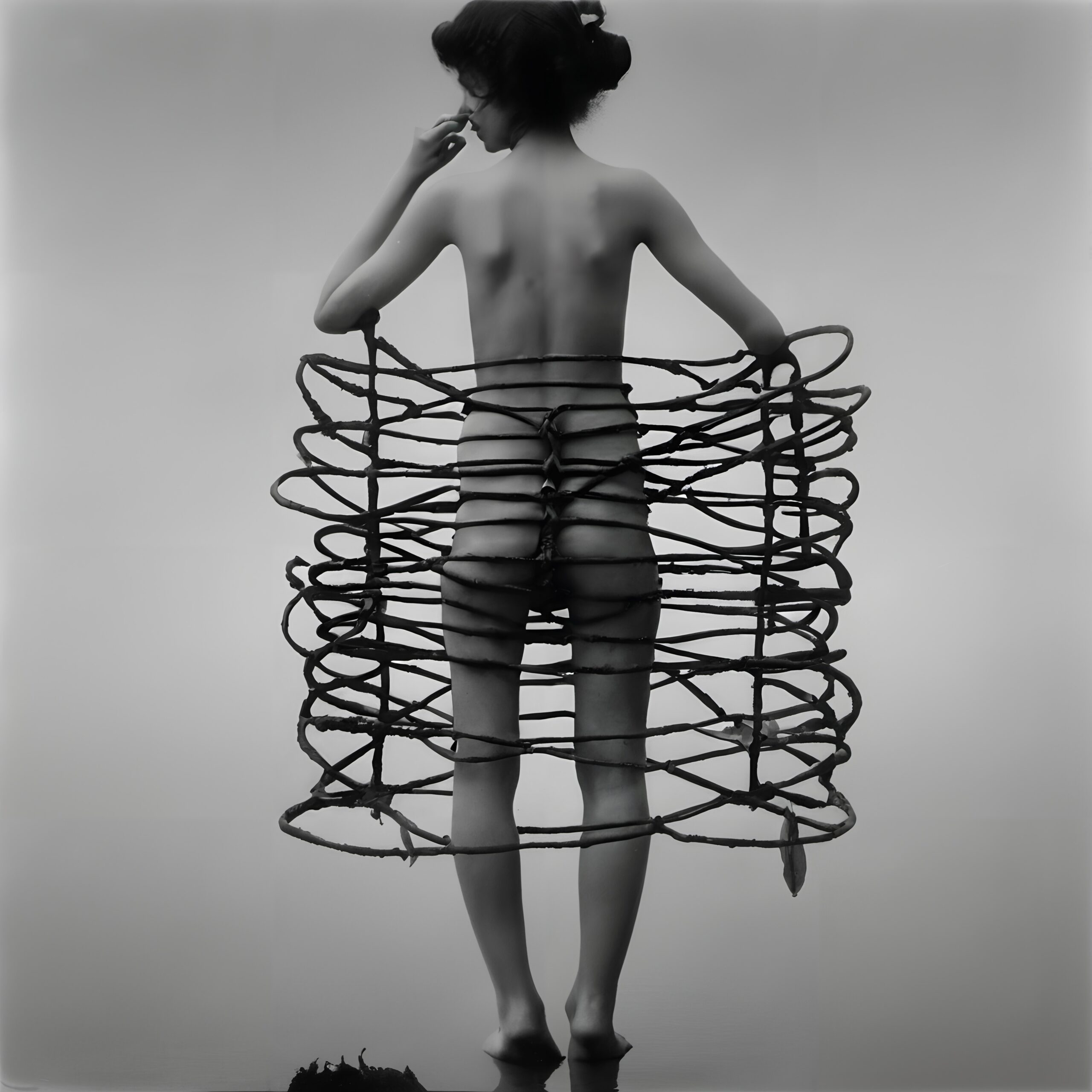 Enclosed in Spiraling Cage Artistry