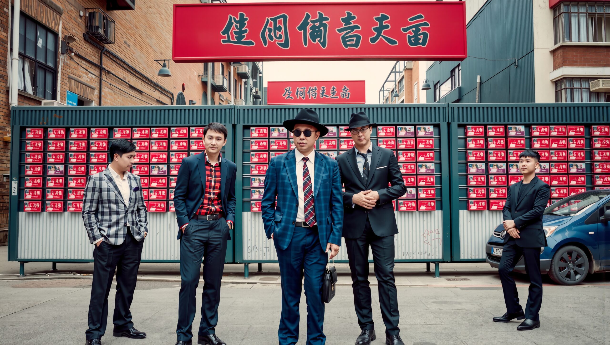 Stylishly dressed men in suits