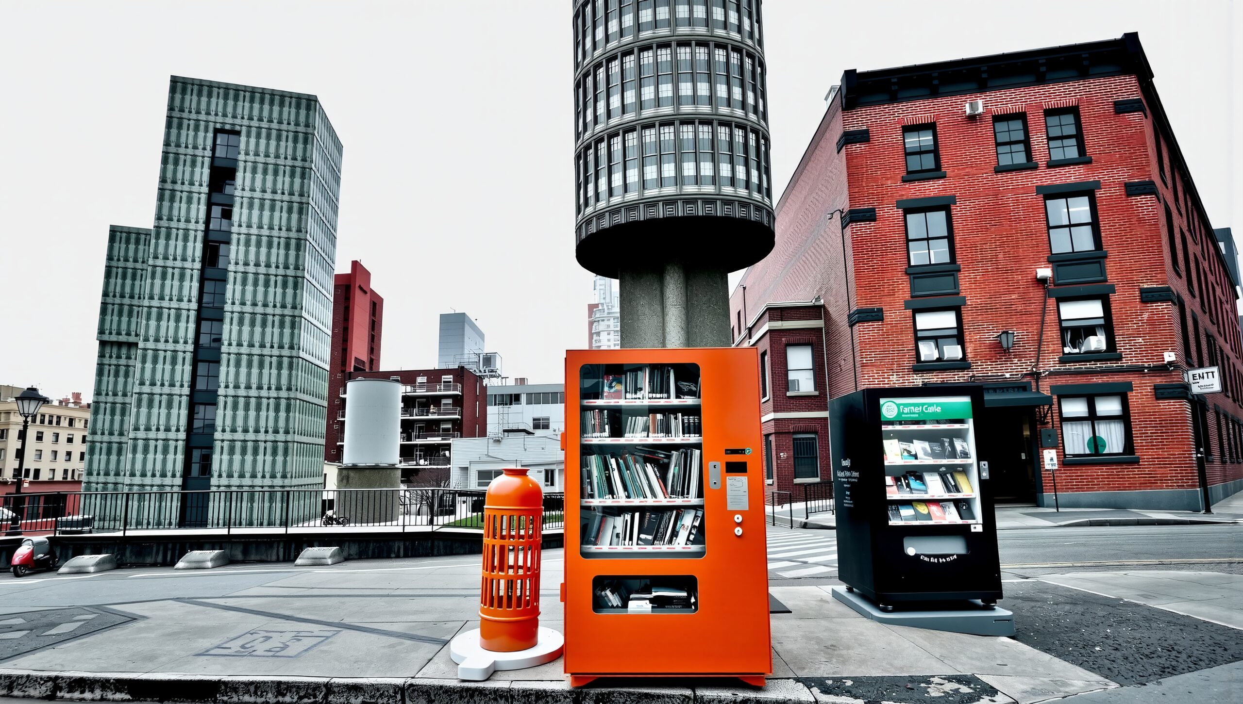 Urban Street with Book Vending
