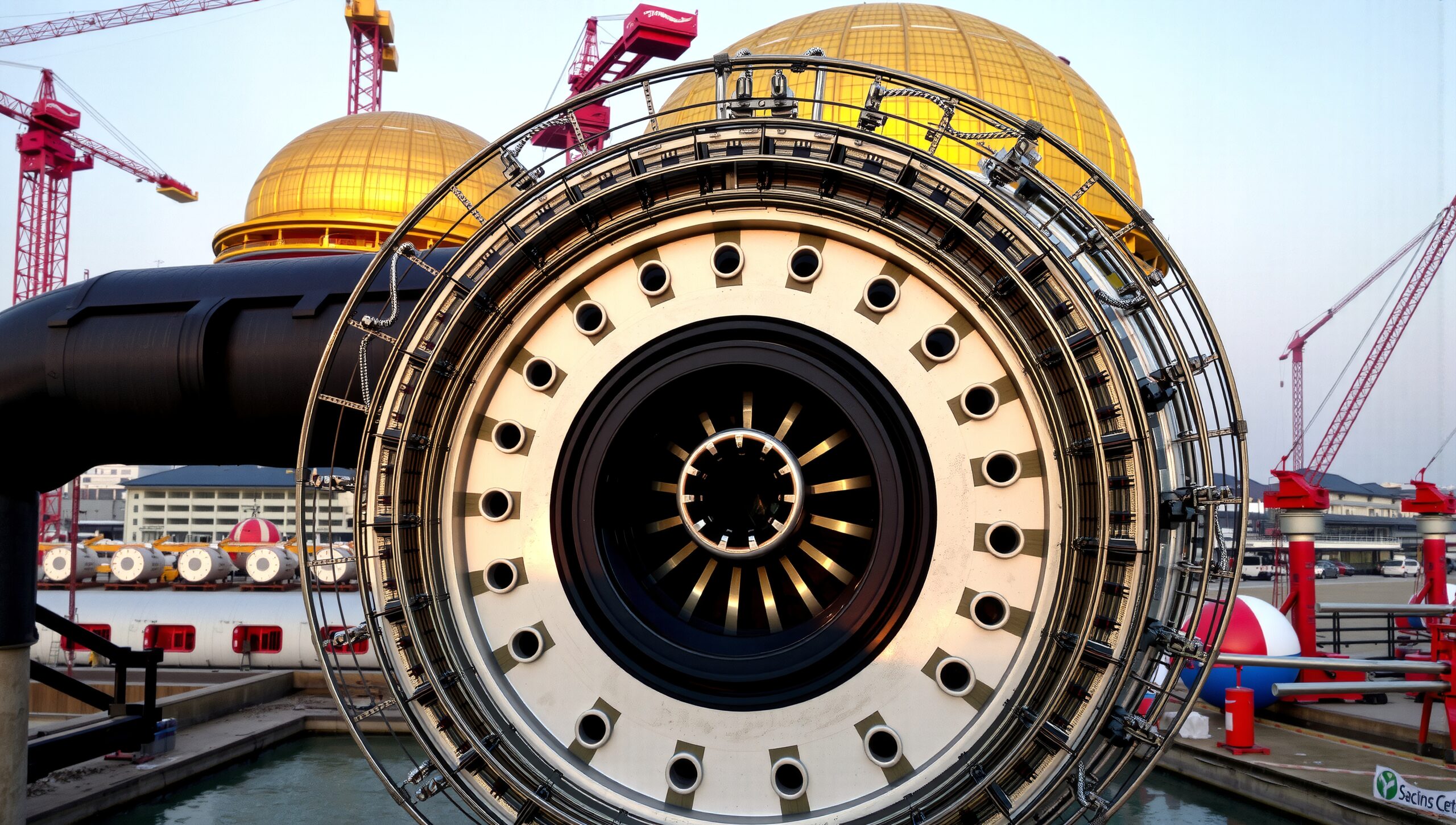 Giant Industrial Wheel and Cranes